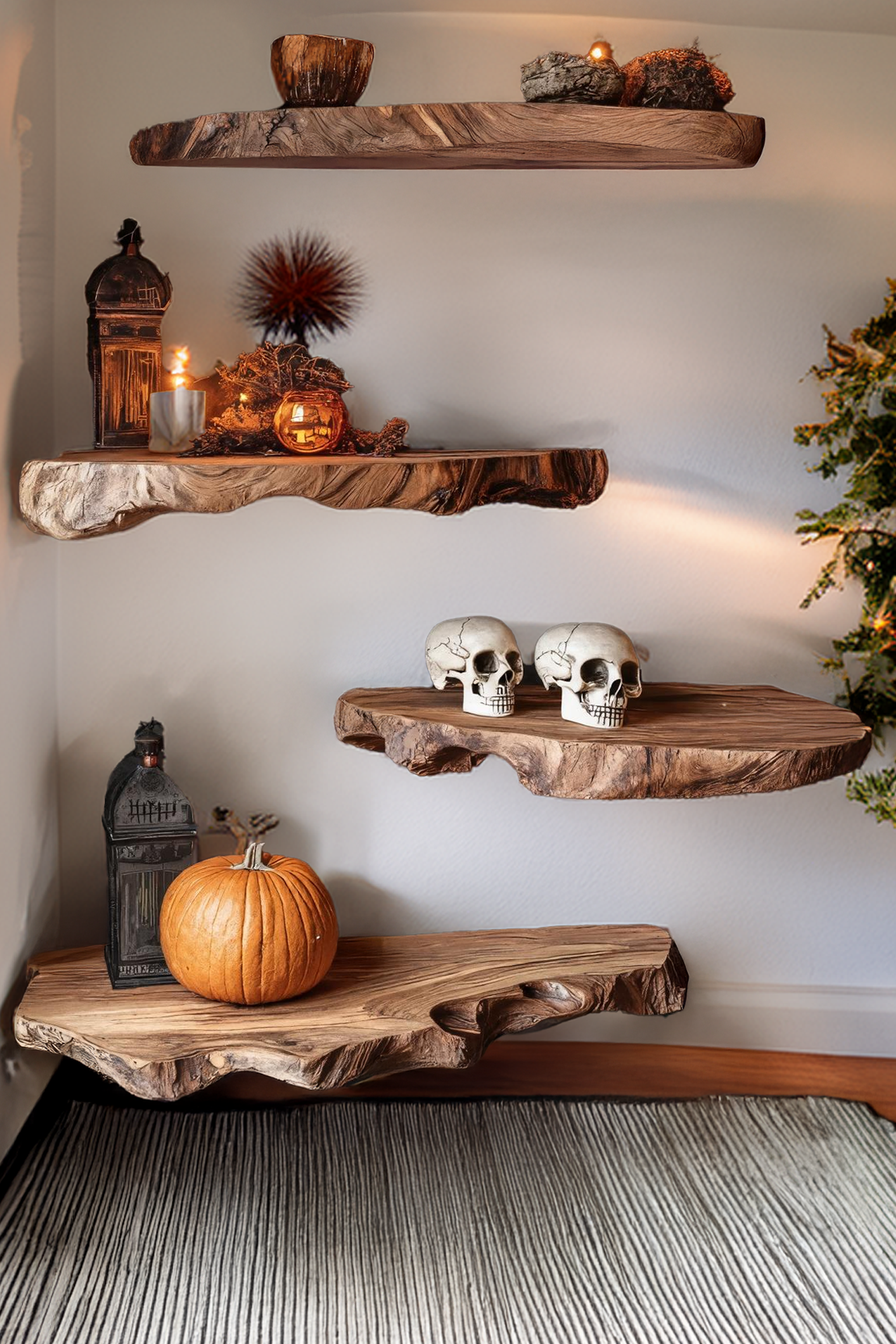 Farmhouse Live Edge Floating Shelf For Entryway Design Halloween Makeover SILDTTRHFL016