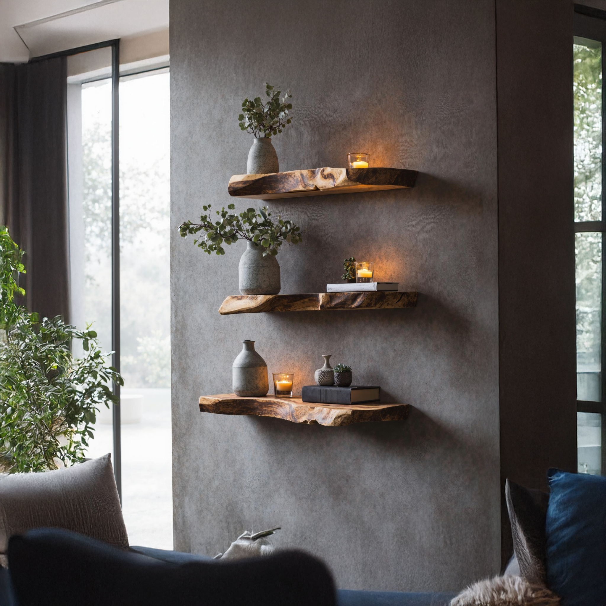 Mid Century Live Edge Floating Shelf Modern Living Space SILDTFL159