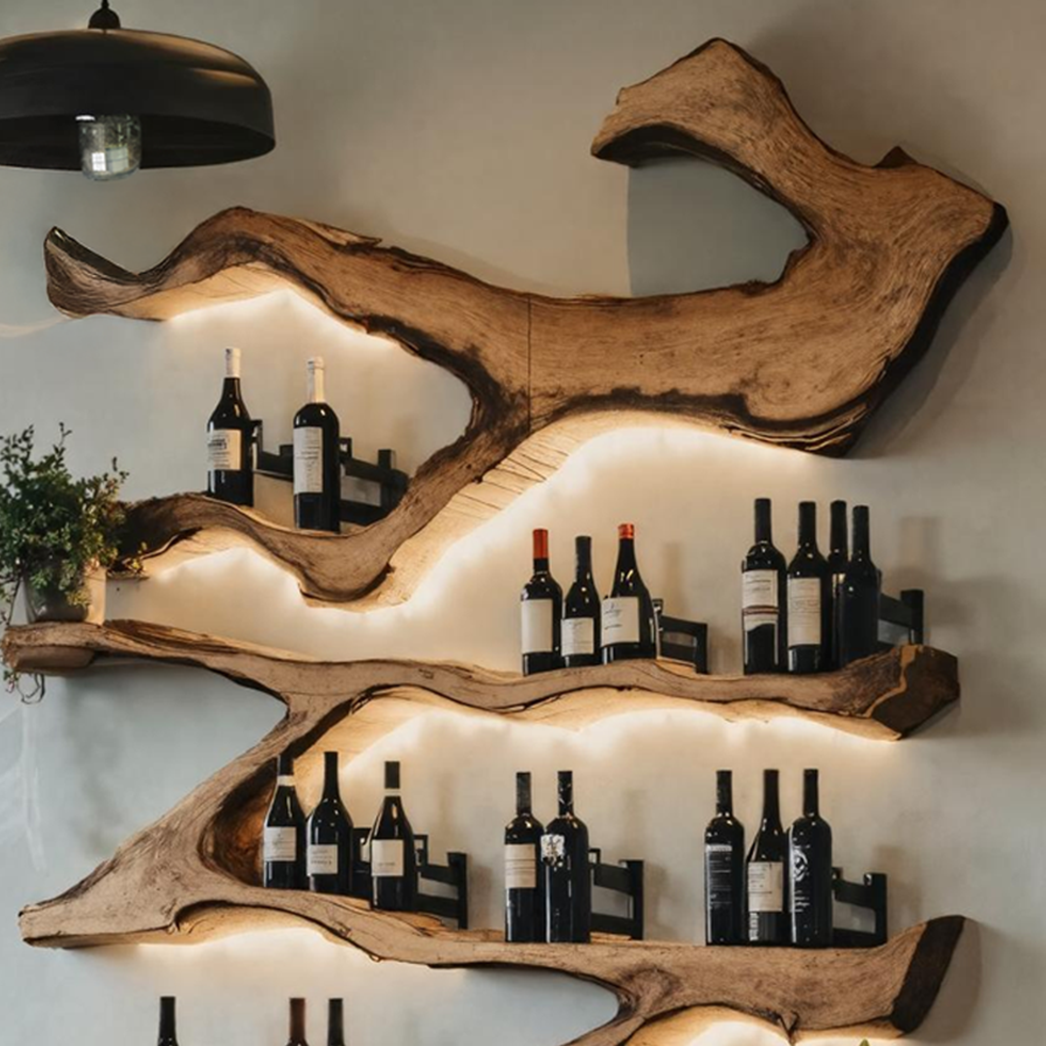 Farmhouse Wooden Live Edge Wine Holder For Kitchen Halloween Decor SILDTTRHWH001