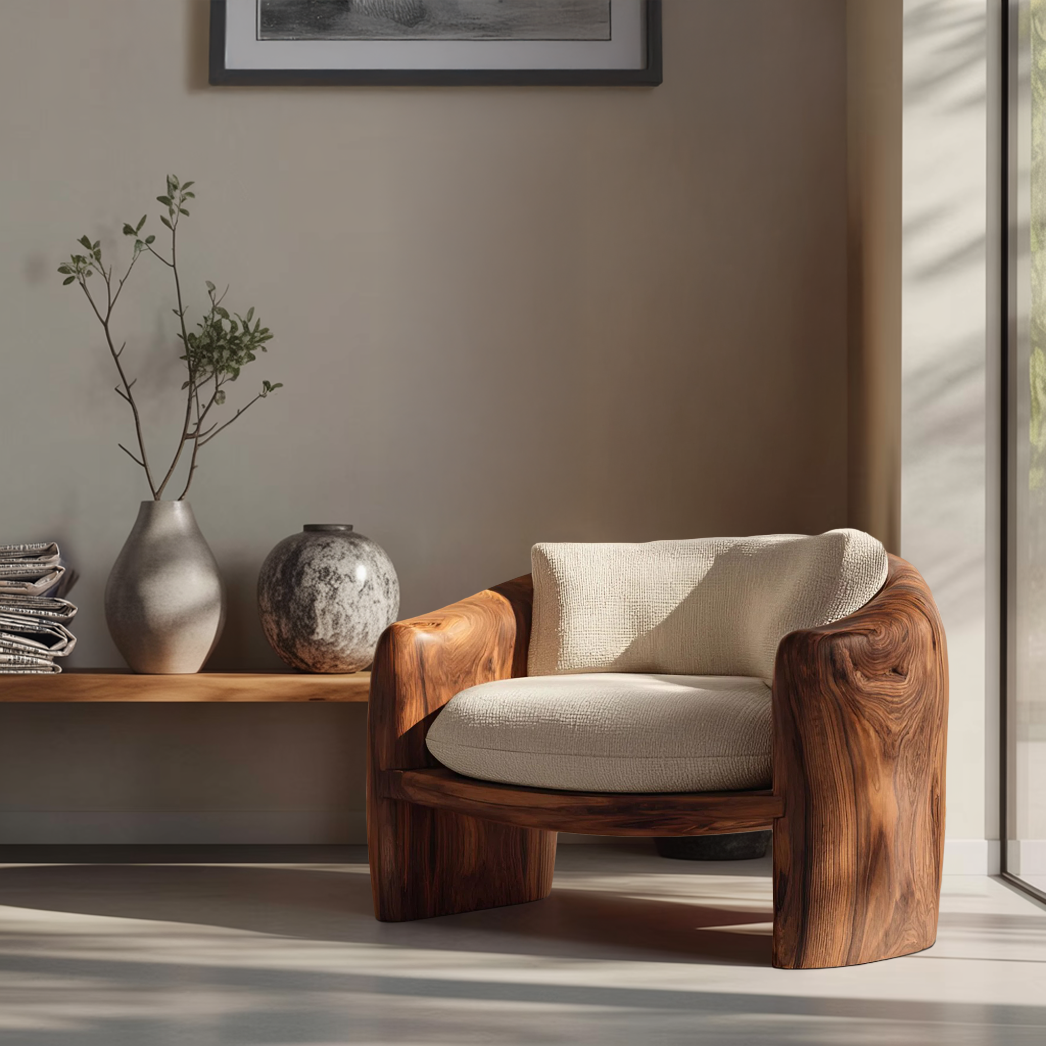 Modern Organic Lounge Chair Sculptural Form For Living Room RTTHHNCHR081