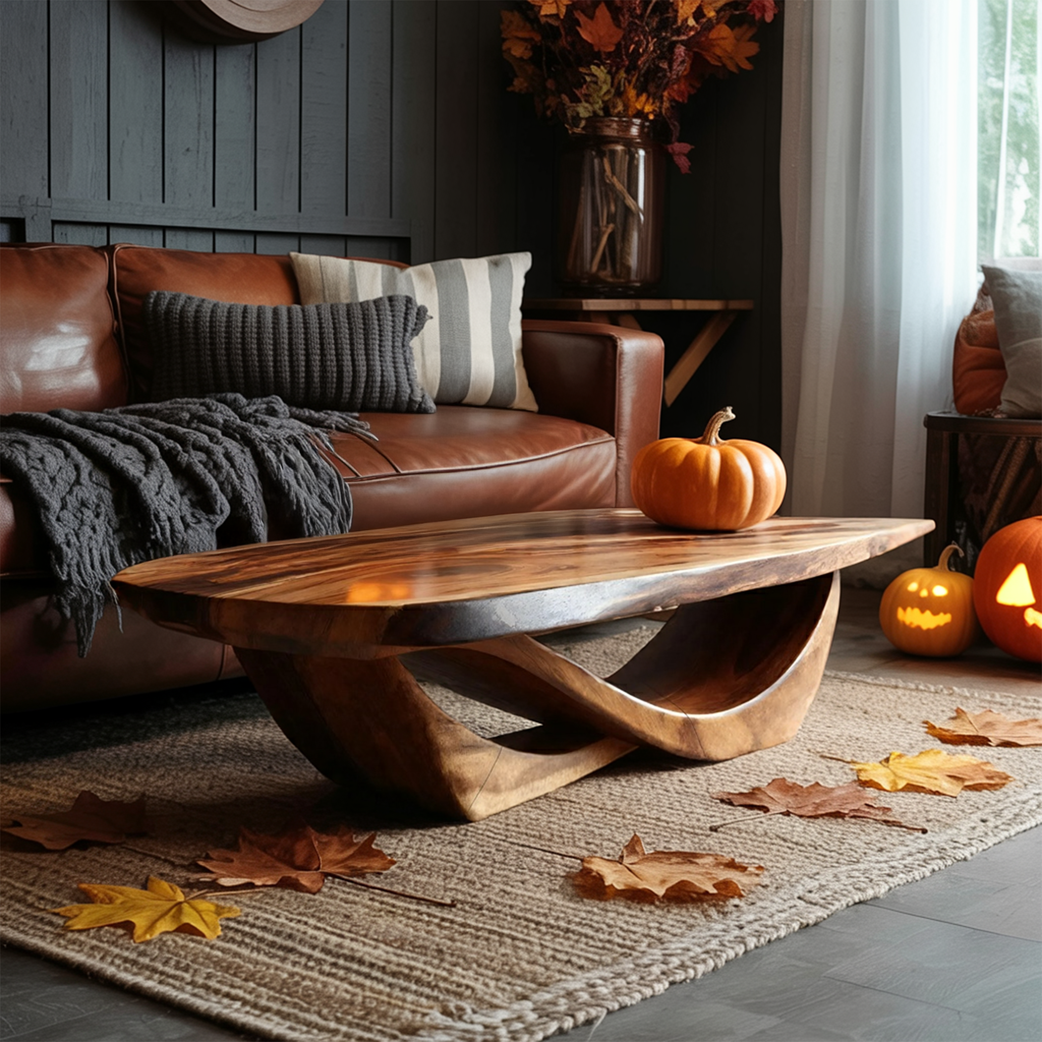 Handcrafted Solid Wood Coffee Table Entryway Design Haunted Look SILDTTNHCF025