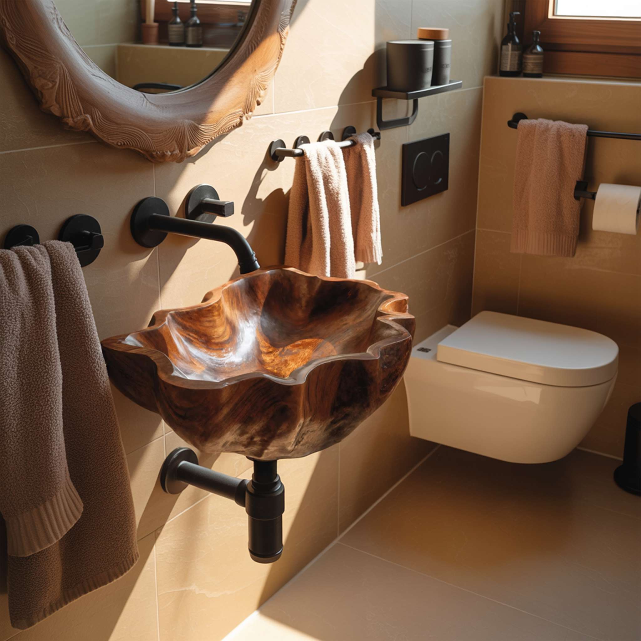 Mid Century Live Edge Wood Basin For Sophisticated Bathroom Furniture SILDTTRVS032
