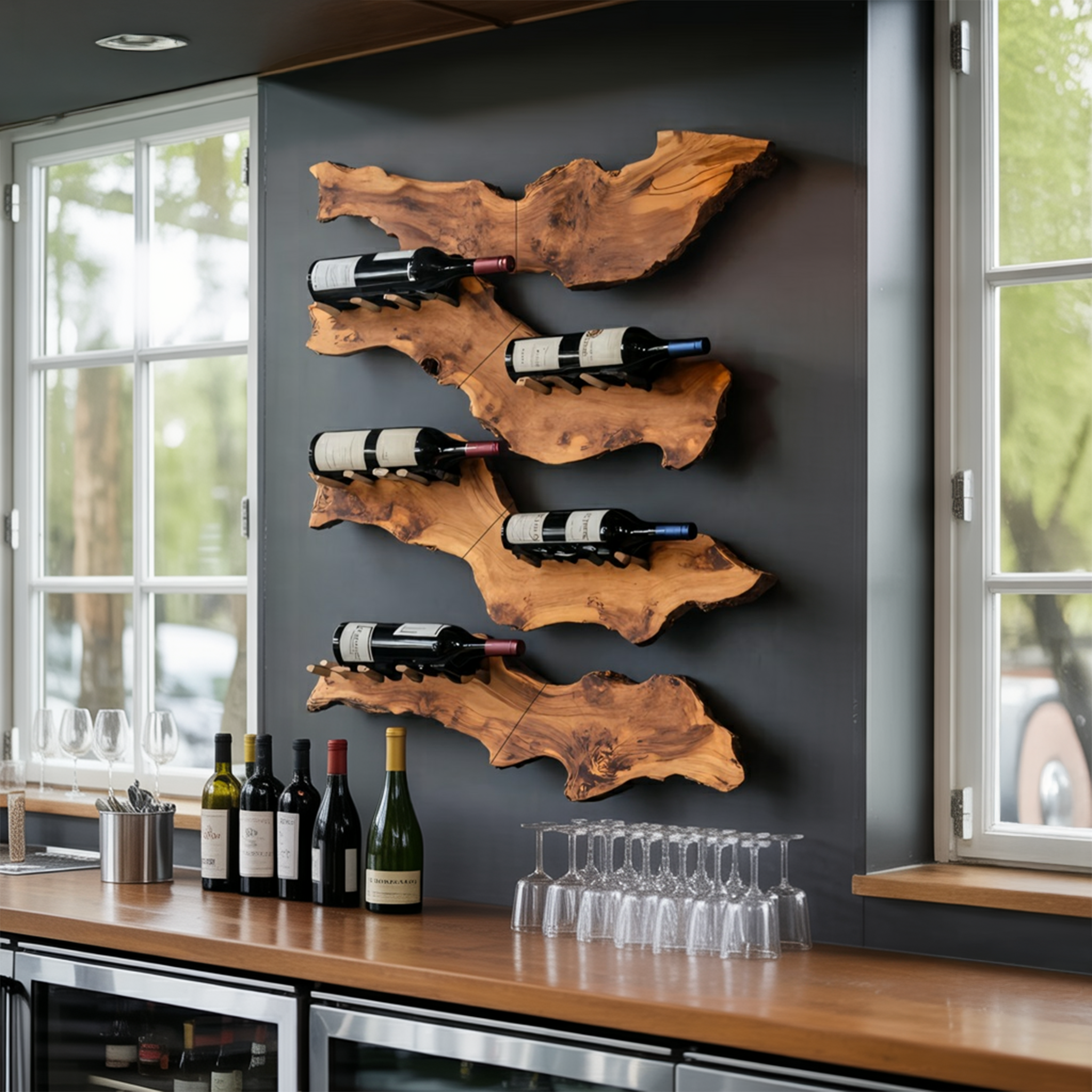 Farmhouse Wooden Wine Holder For Entryway Wine Storage Decor SILDTTRWH059