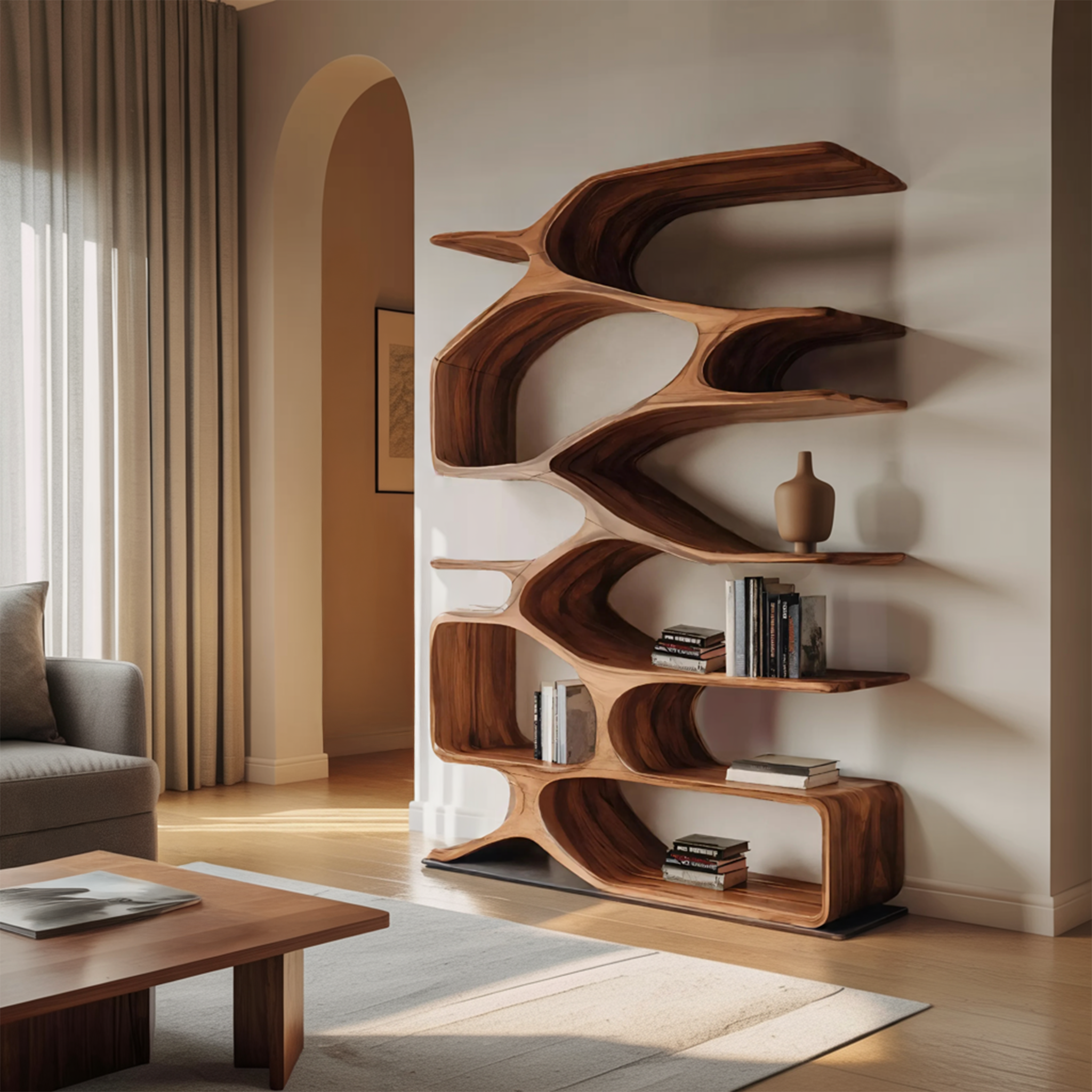 Organic Sculptural Bookshelf For Living Decor RTTHHNBS092