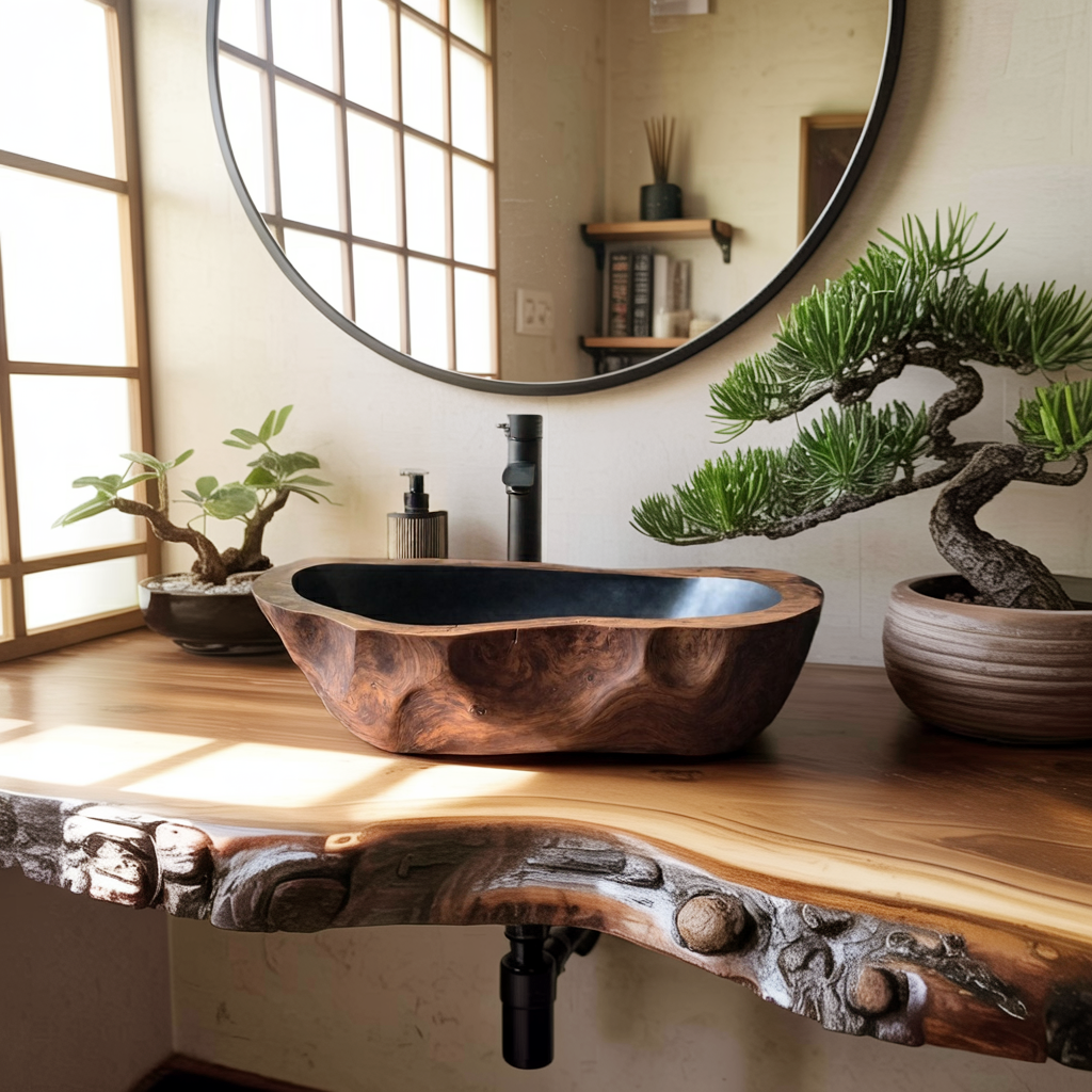 Mid Century Solid Wood Sink For Modern Bathroom Makeover SILDTTNVS002