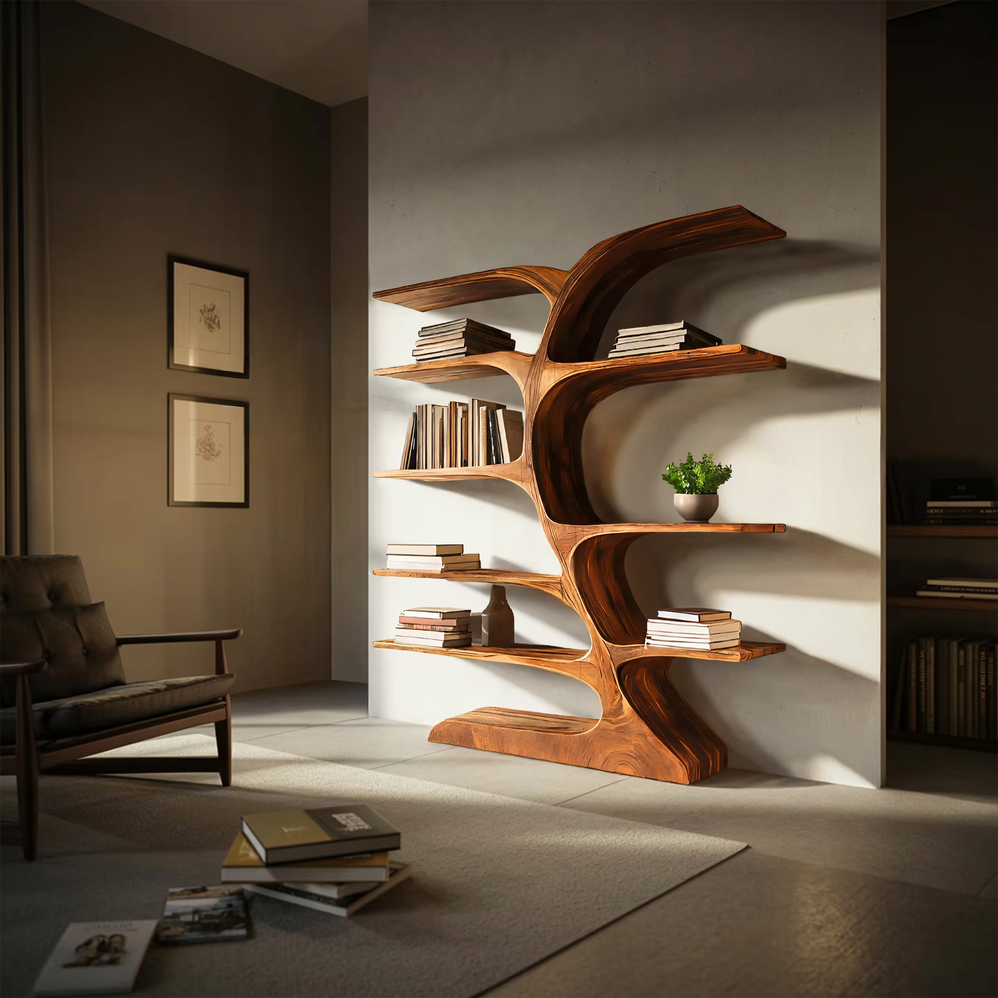 Organic Curved Bookshelf For Open Space RTTHTTBS051