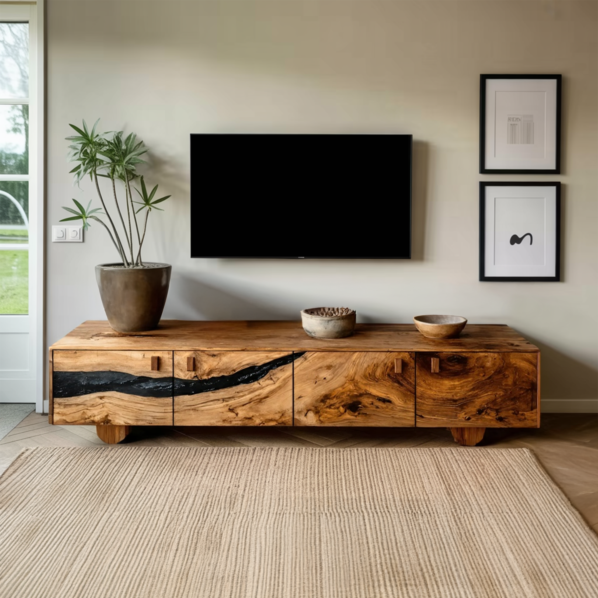Farmhouse Live Edge TV Cabinet For Rustic Bedroom Decor SILDTTNTVC091