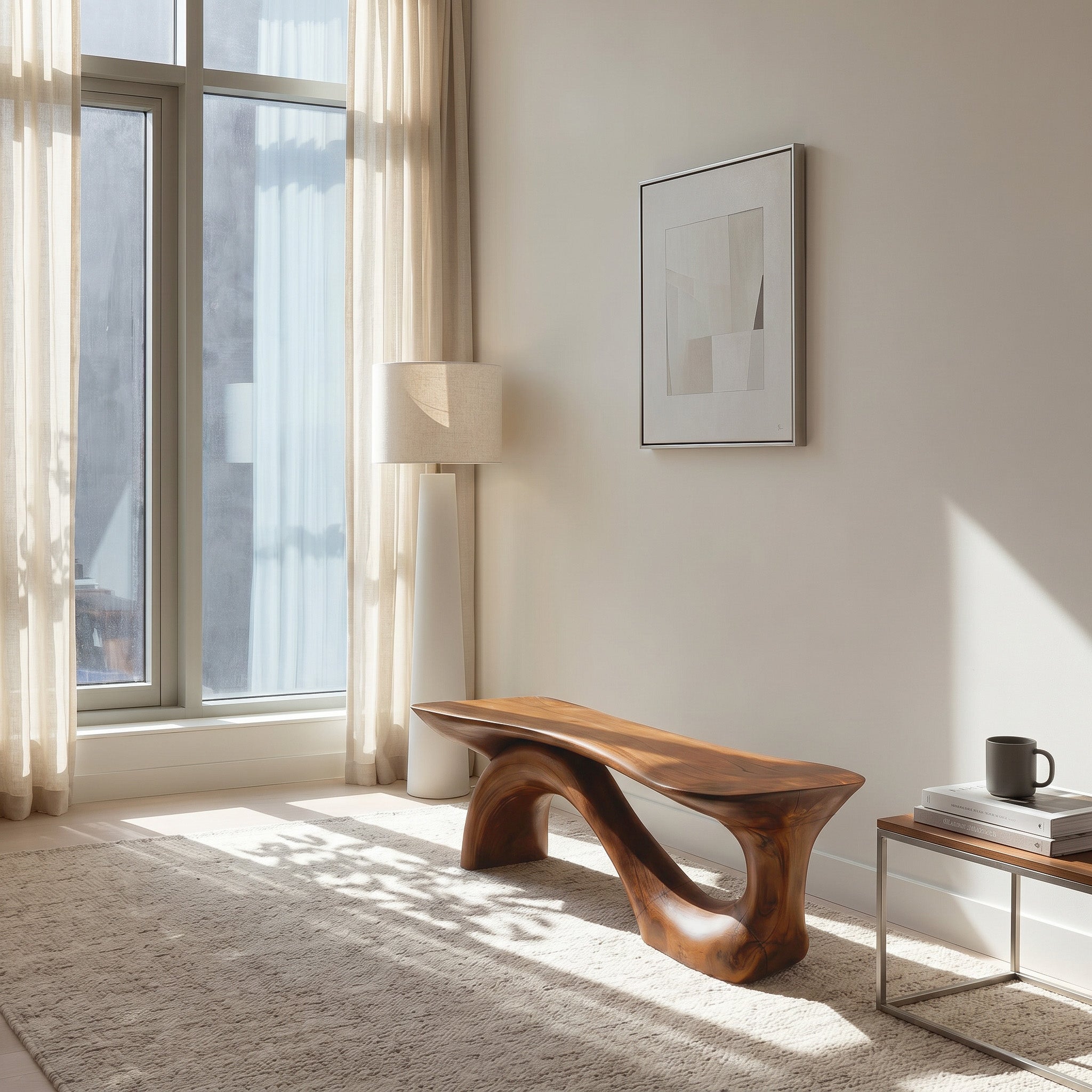 Modern Sculptural Bench With Organic Design For Living Room SITHHNCHR044