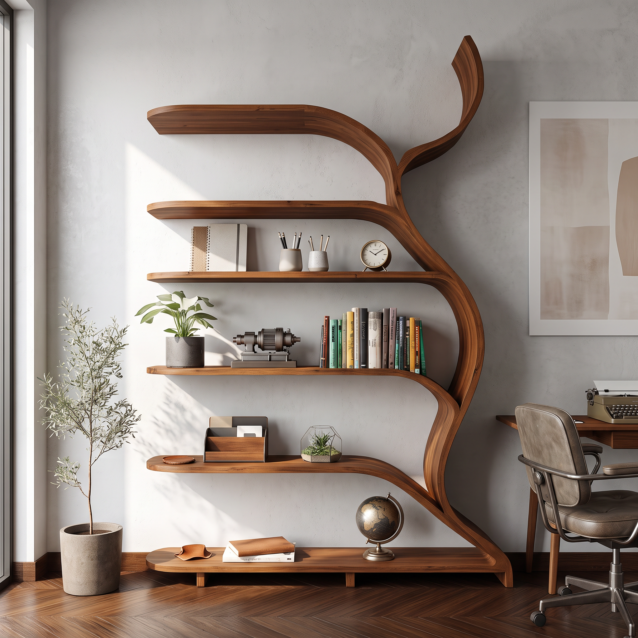 Tree Branch Bookshelf Solid Wood Farmhouse Wall Gift SINLSATB188