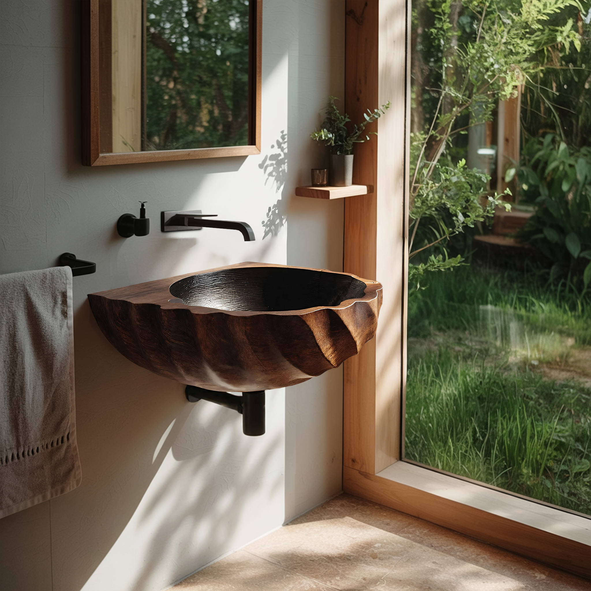 Modern Wooden Live Edge Wood Basin For Minimalist Bathroom Design SILDTTRVS029