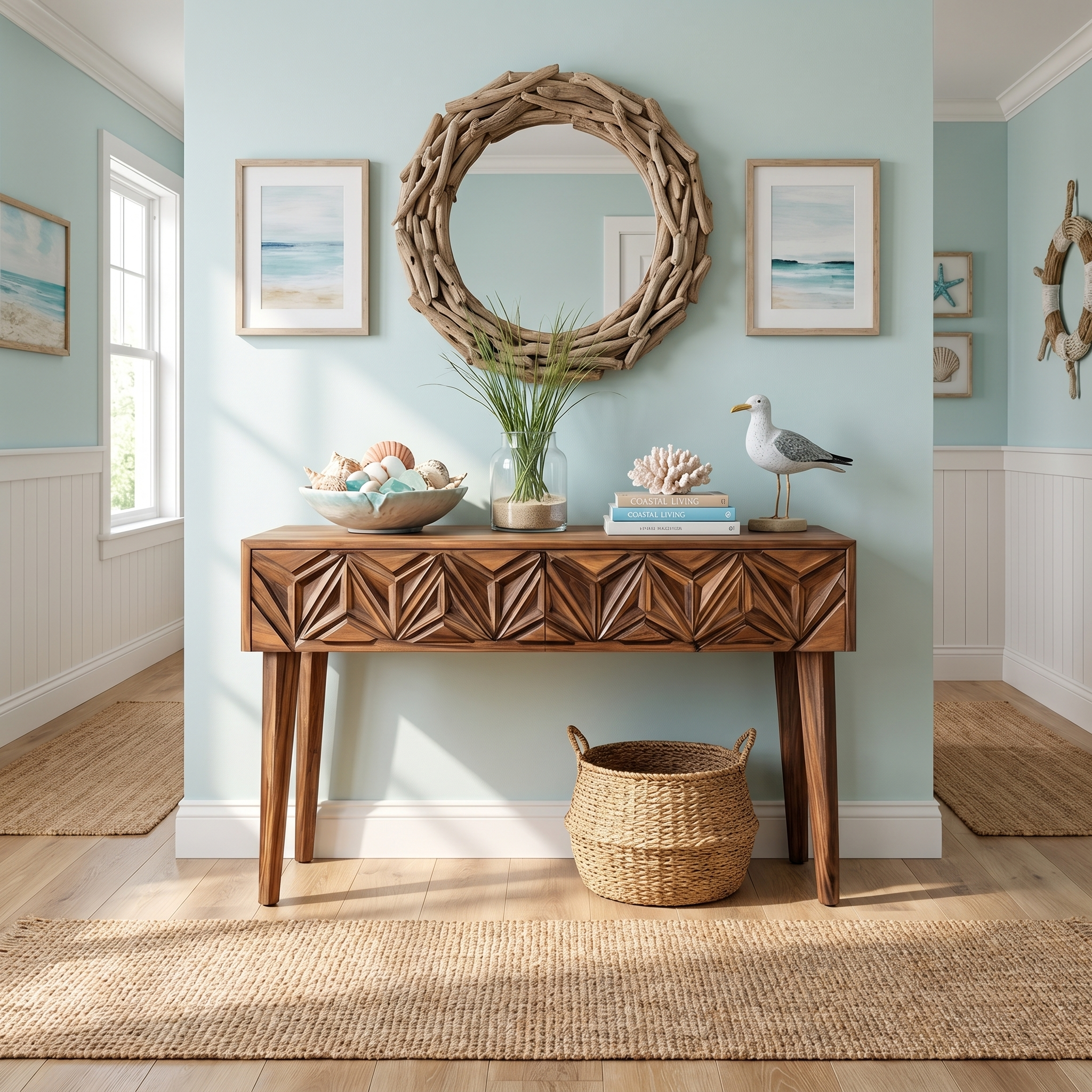 Rustic Carved Console Table Christmas Entryway Holiday Decor SINLSACS338