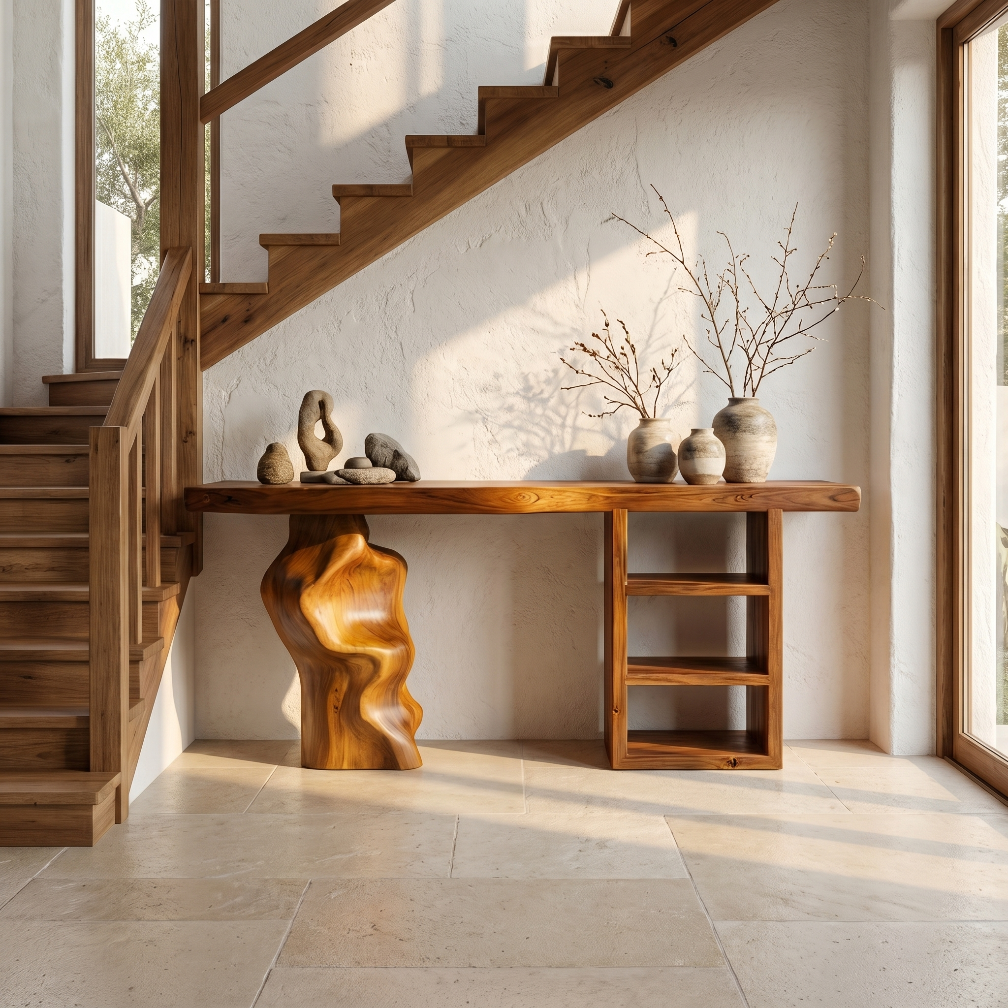 Japandi Organic Modern Console Table Living Room And Entryway SINLSACS430