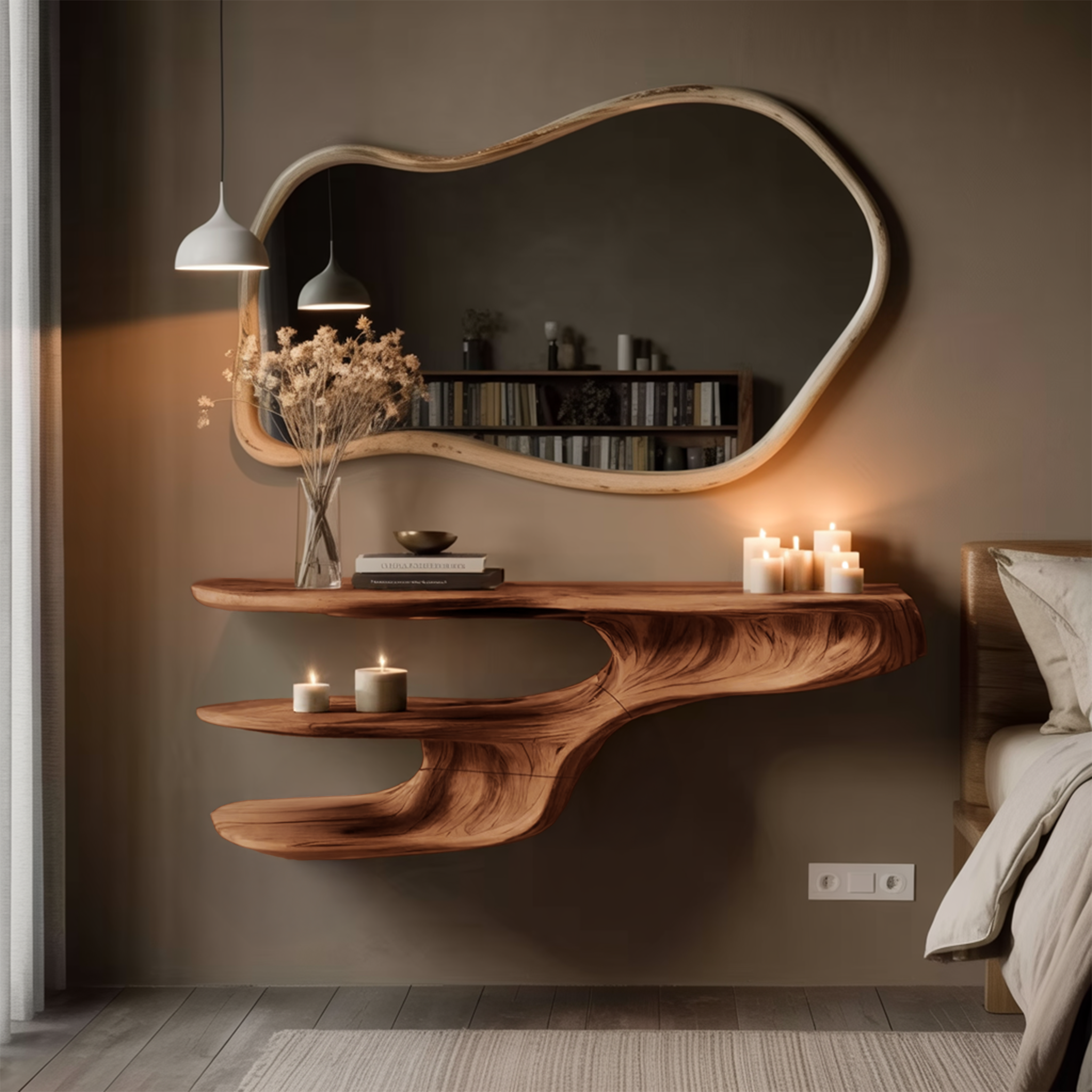 Rustic Solid Wood Vanity For Bedroom Makeup Organization SILDTTNMV009