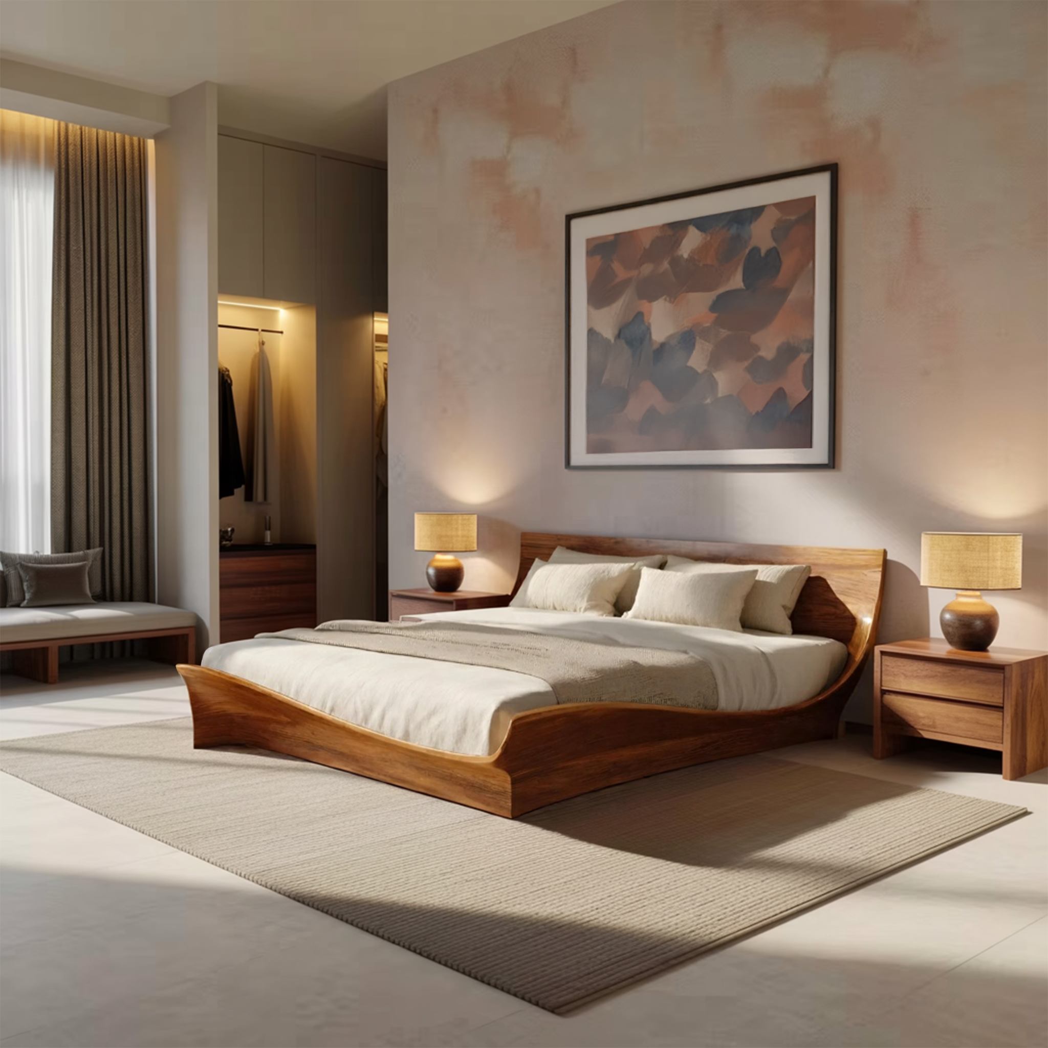 Handcrafted Bed Frame And Headboard For Modern Bedroom RTTHHNWO004