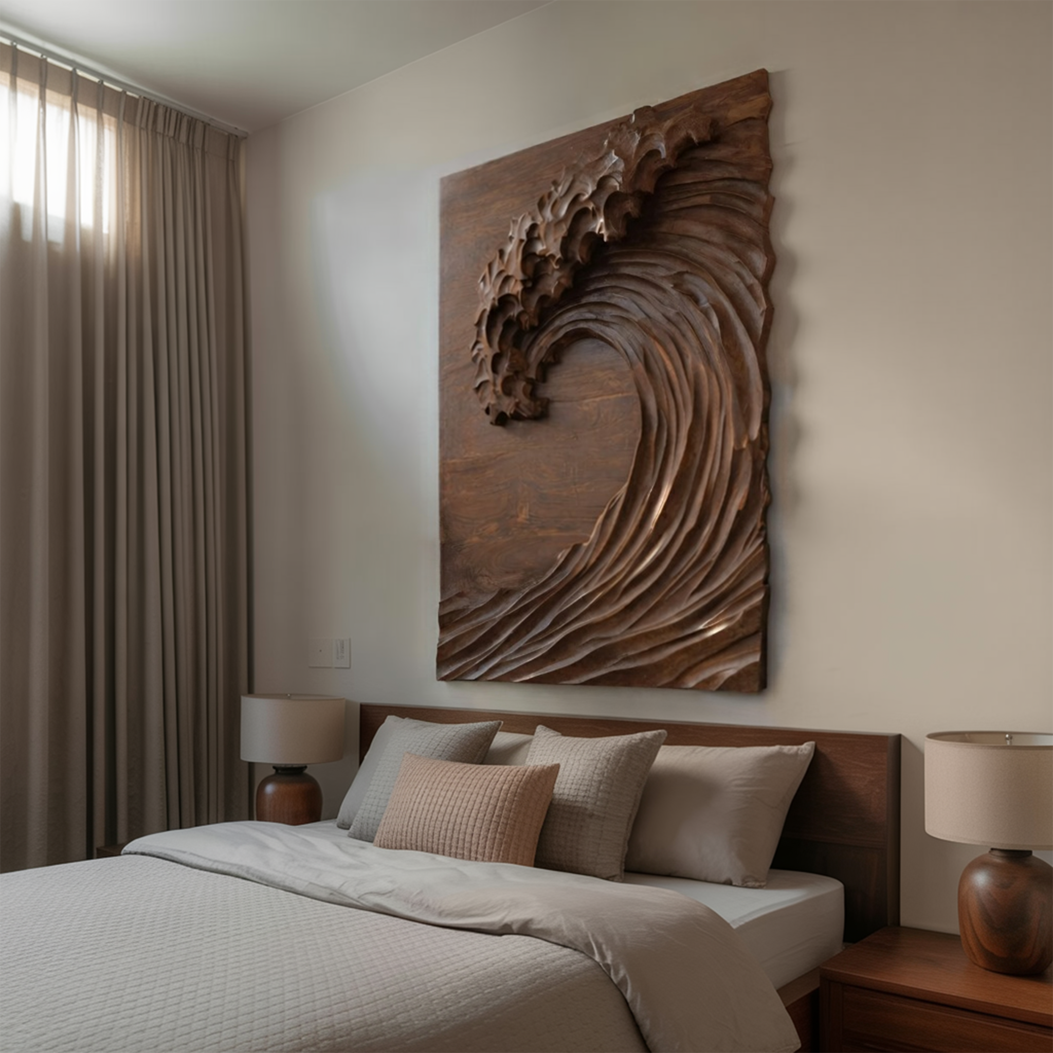 Hand Carved Wave Wall Art For Modern Living Room Decor RTTHHNWA077