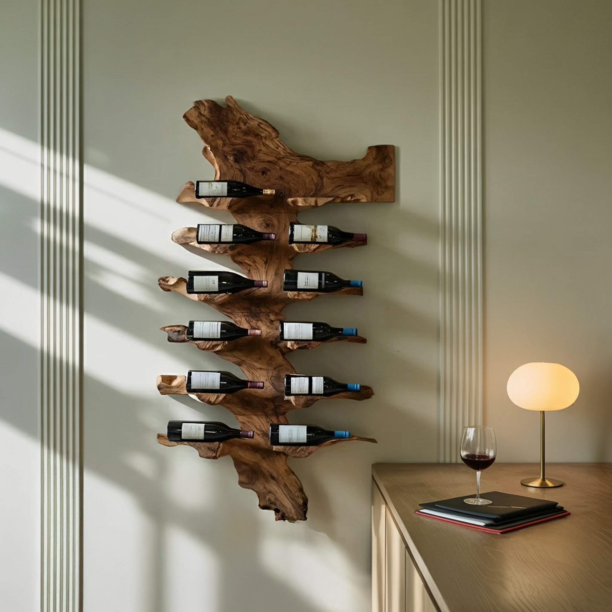 Handcrafted Live Edge Wine Holder For Luxury Furniture Decor SILDTTRWH044