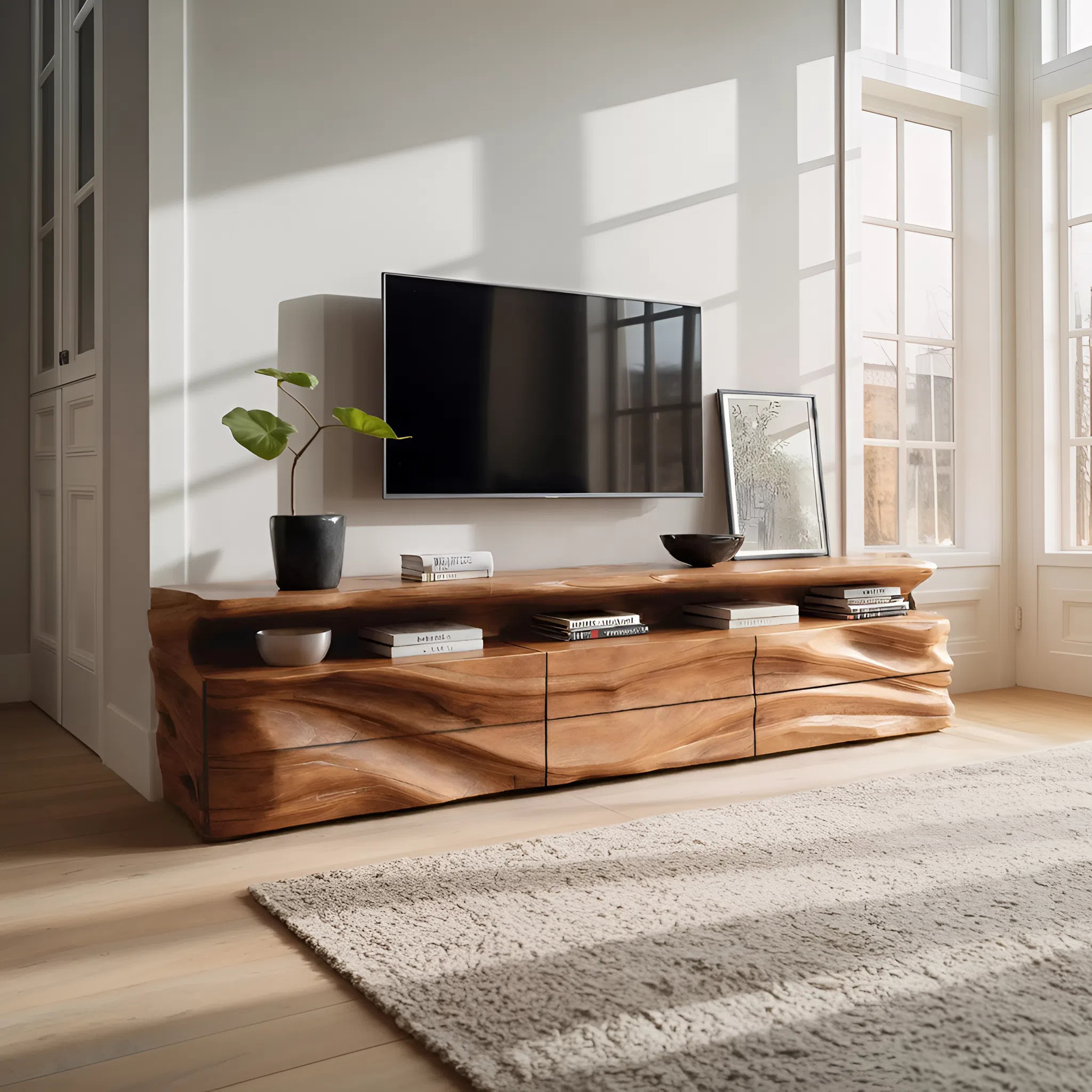 Modern TV Console With Shelf And Drawers For Living Room SITHHNTVC020