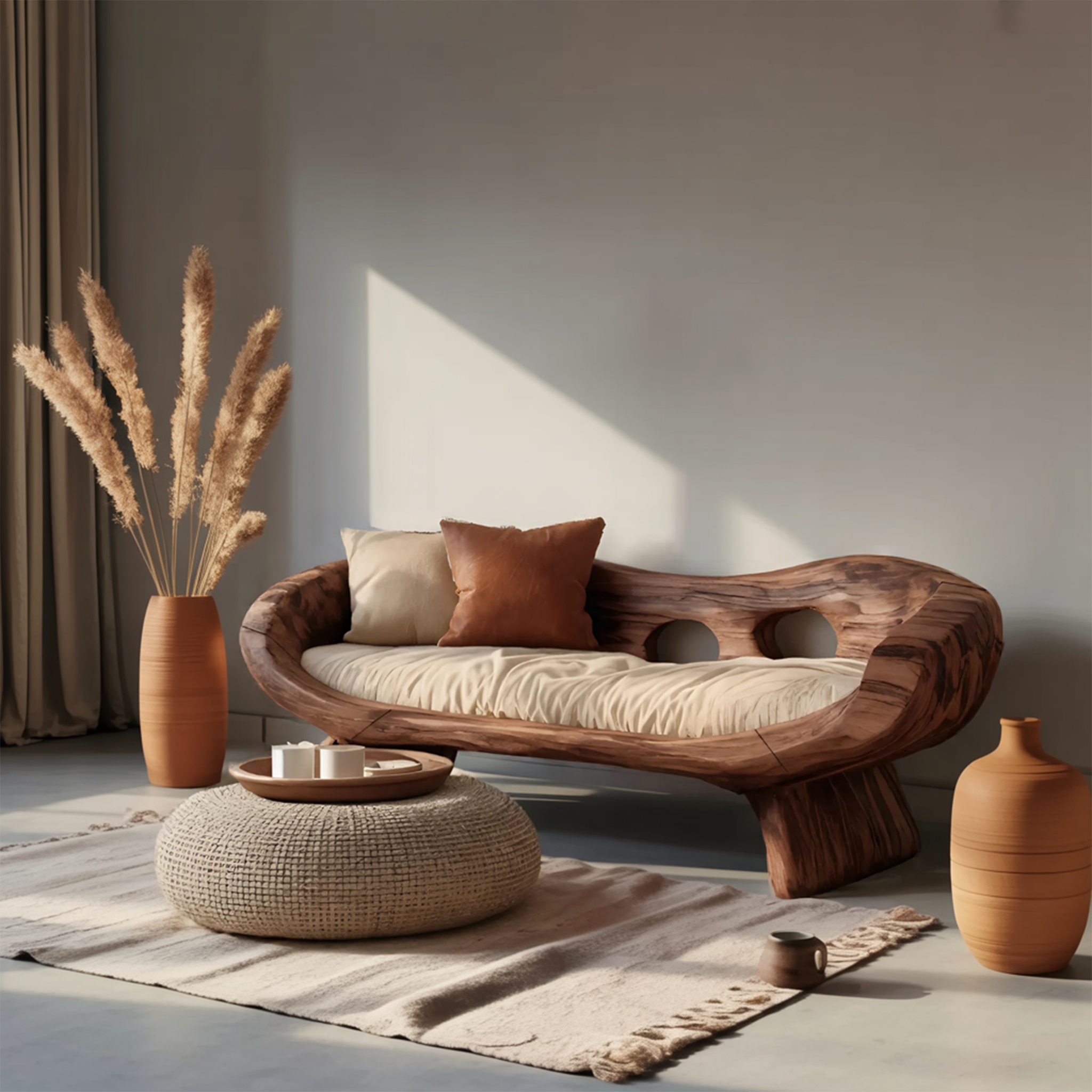 Artistic Sculptural Sofa With Curved Design For Living Room SITHTTSF023