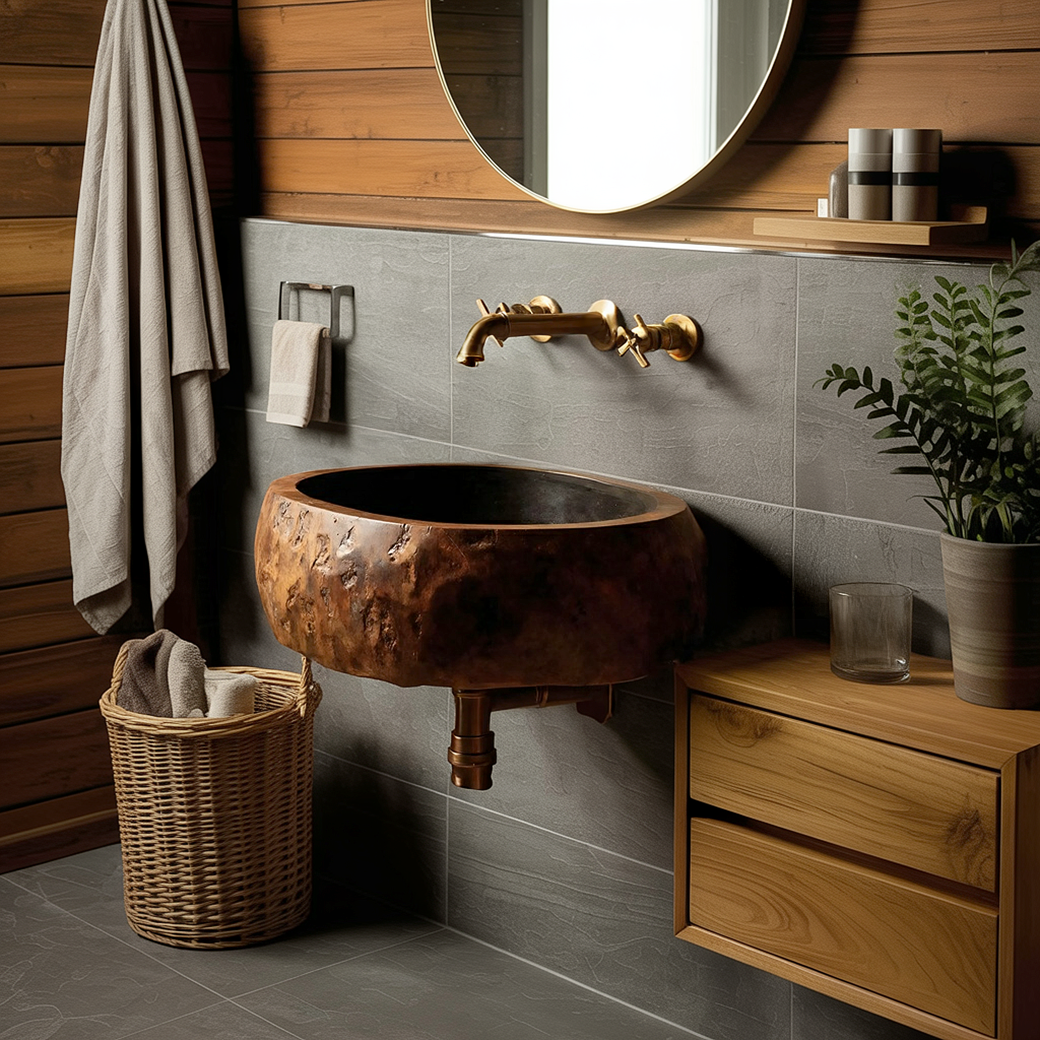 Handcrafted Solid Wood Vanity Sink For Bathroom Furniture Style Decor SILDTTNVS063