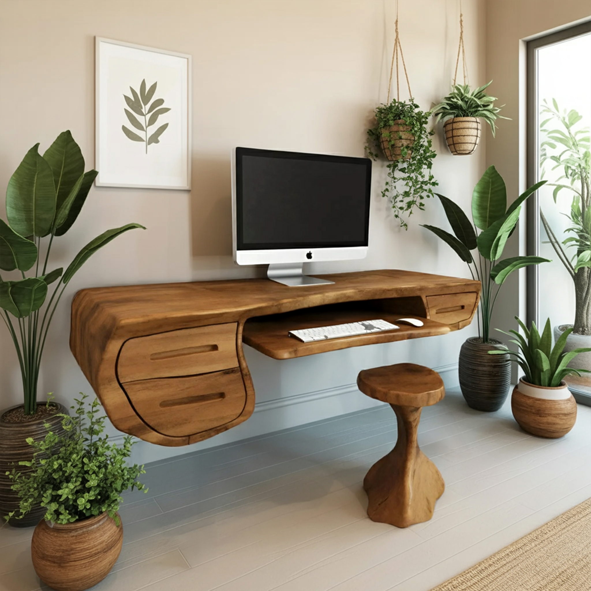 Floating Sculptural Desk With Drawers For Home Office And Studio SITHHNFLD004