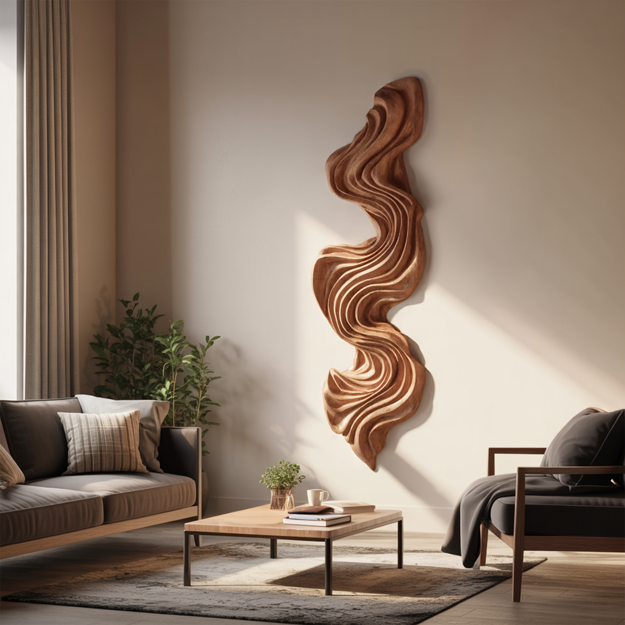 Artisan Vertical Wave Wall Sculpture For Home RTTHHNWA092
