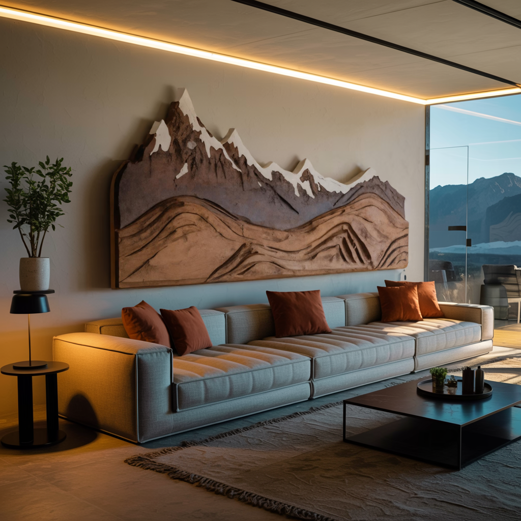 Mountain Wall Art Carving For Living Room And Nature Inspired Home SITHHNWA003