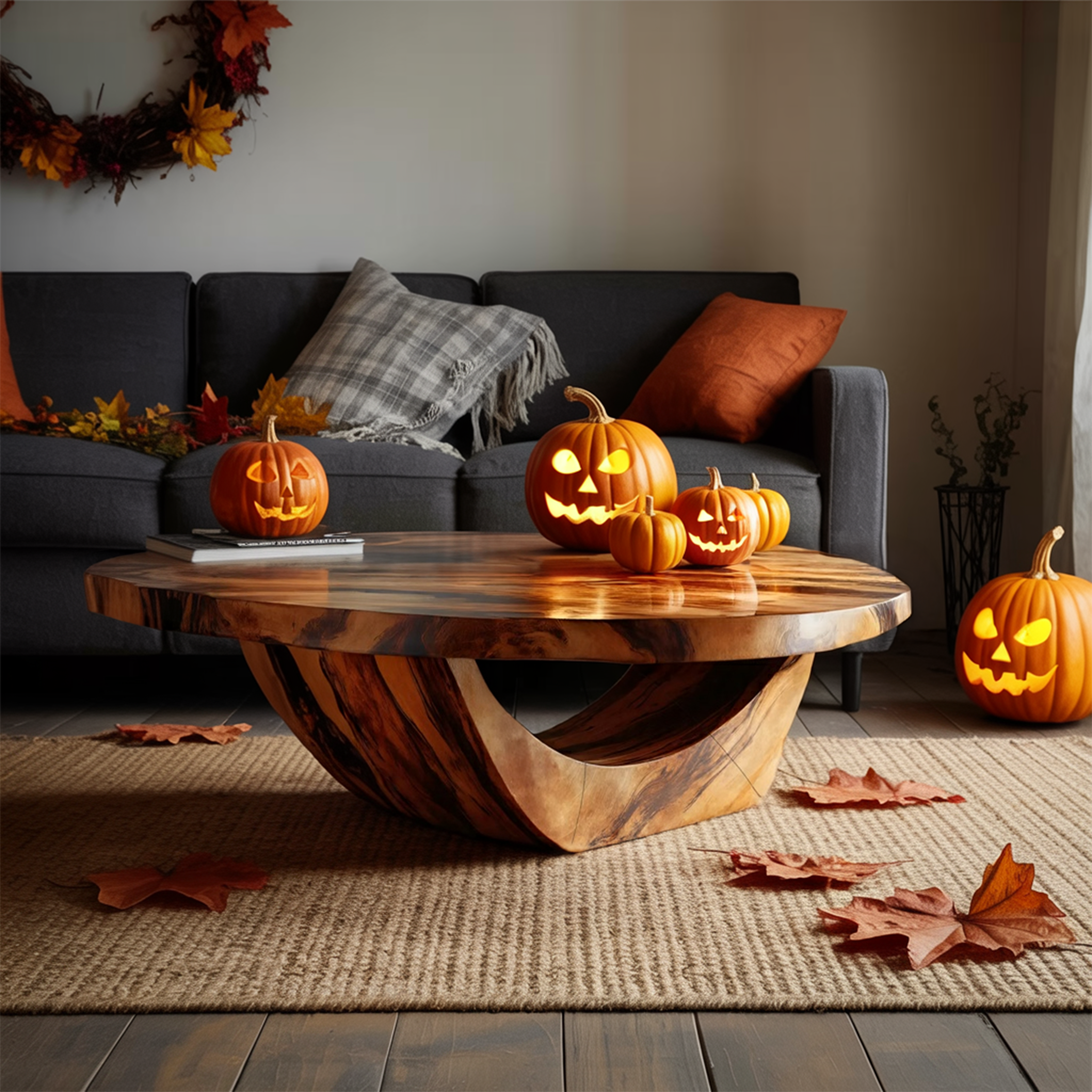 Modern Solid Wood Coffee Table For Living Room Ghostly Halloween SILDTTNHCF029