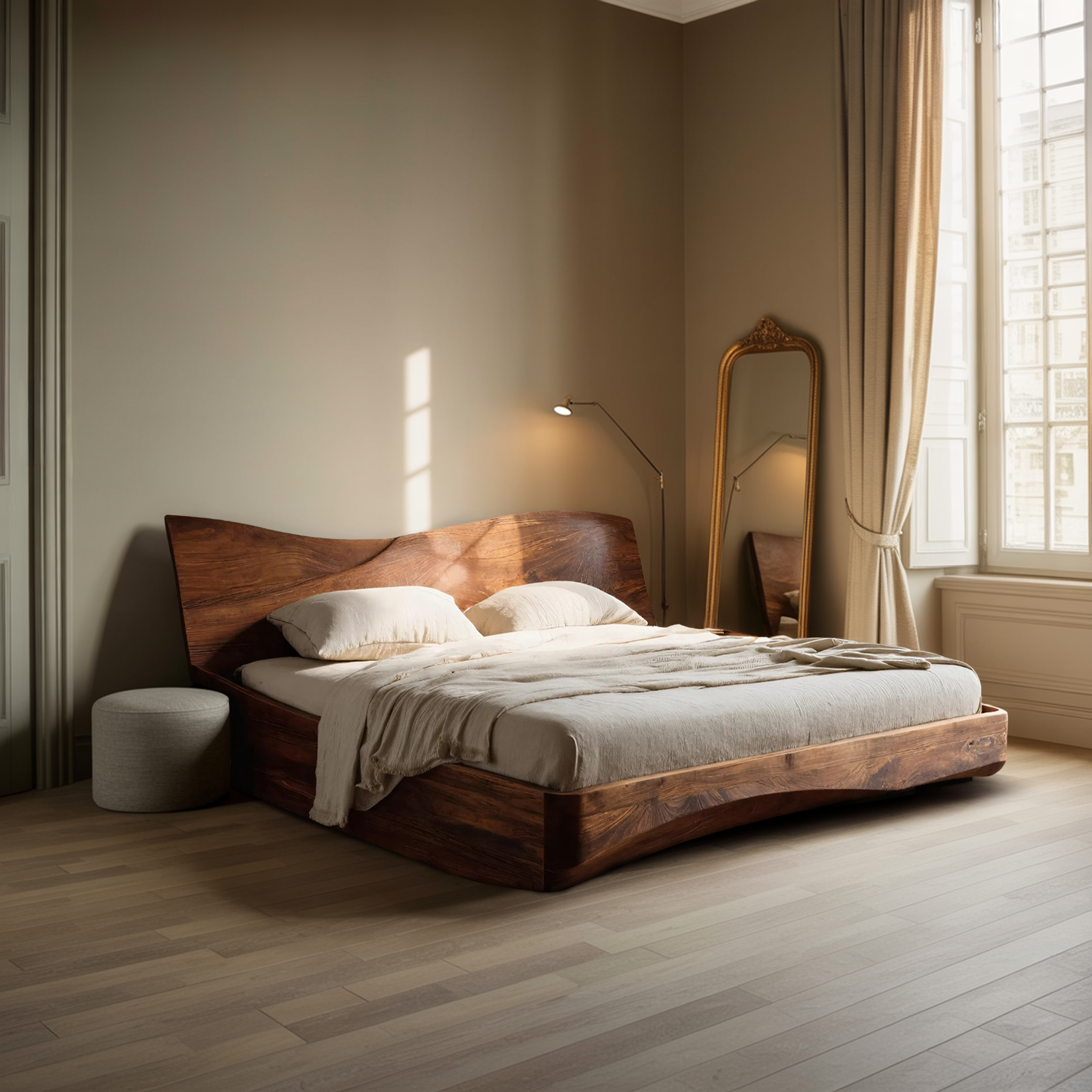 Organic Platform Bed And Headboard For Minimalist Bedroom Design RTTHHNWO003