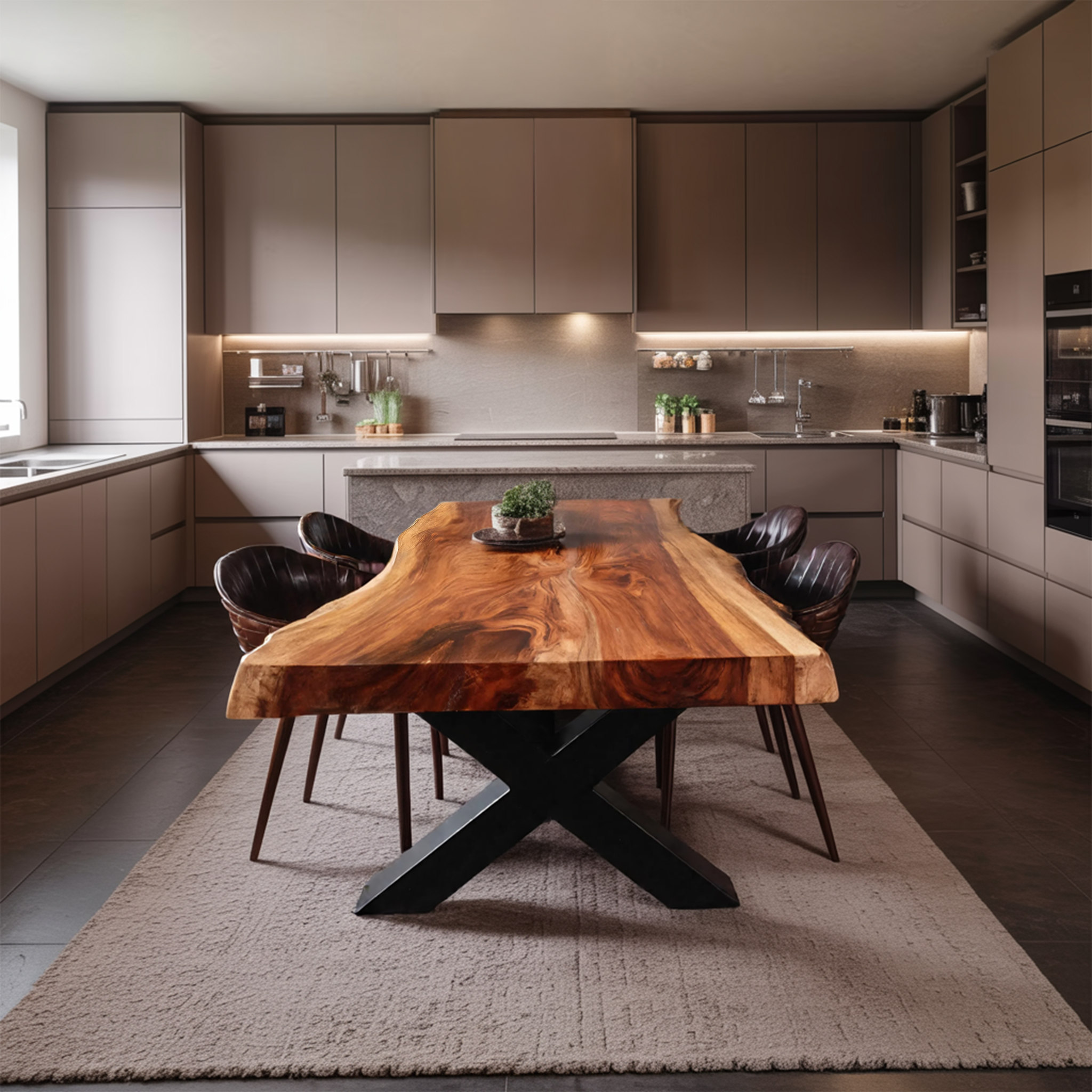 Kitchen Decor Handcrafted Live Edge Dining Table Premium SILDTTRDN031