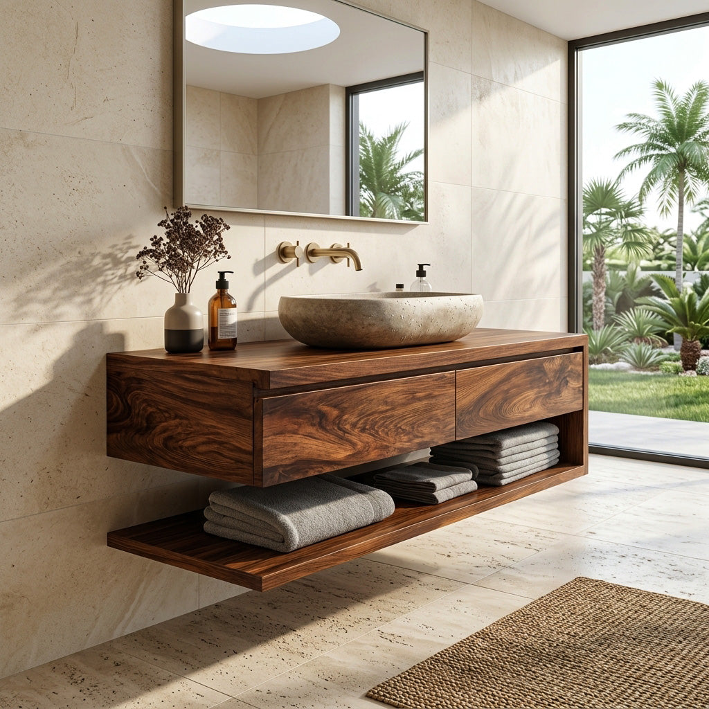 Contemporary Wall Mounted Wood Bathroom Vanity For Bathroom RTTHHNBRV008