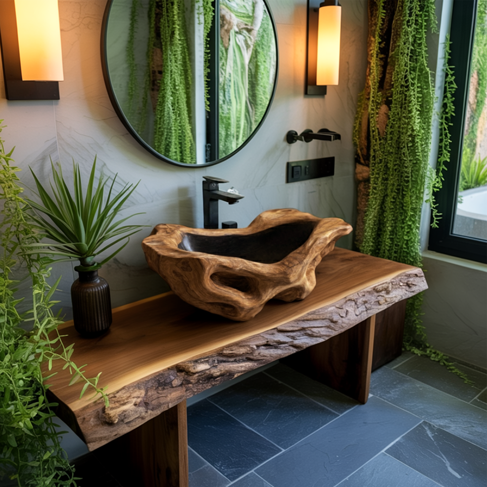 Rustic Wood Wash Basin For Vintage Bathroom SILDTTNVS021