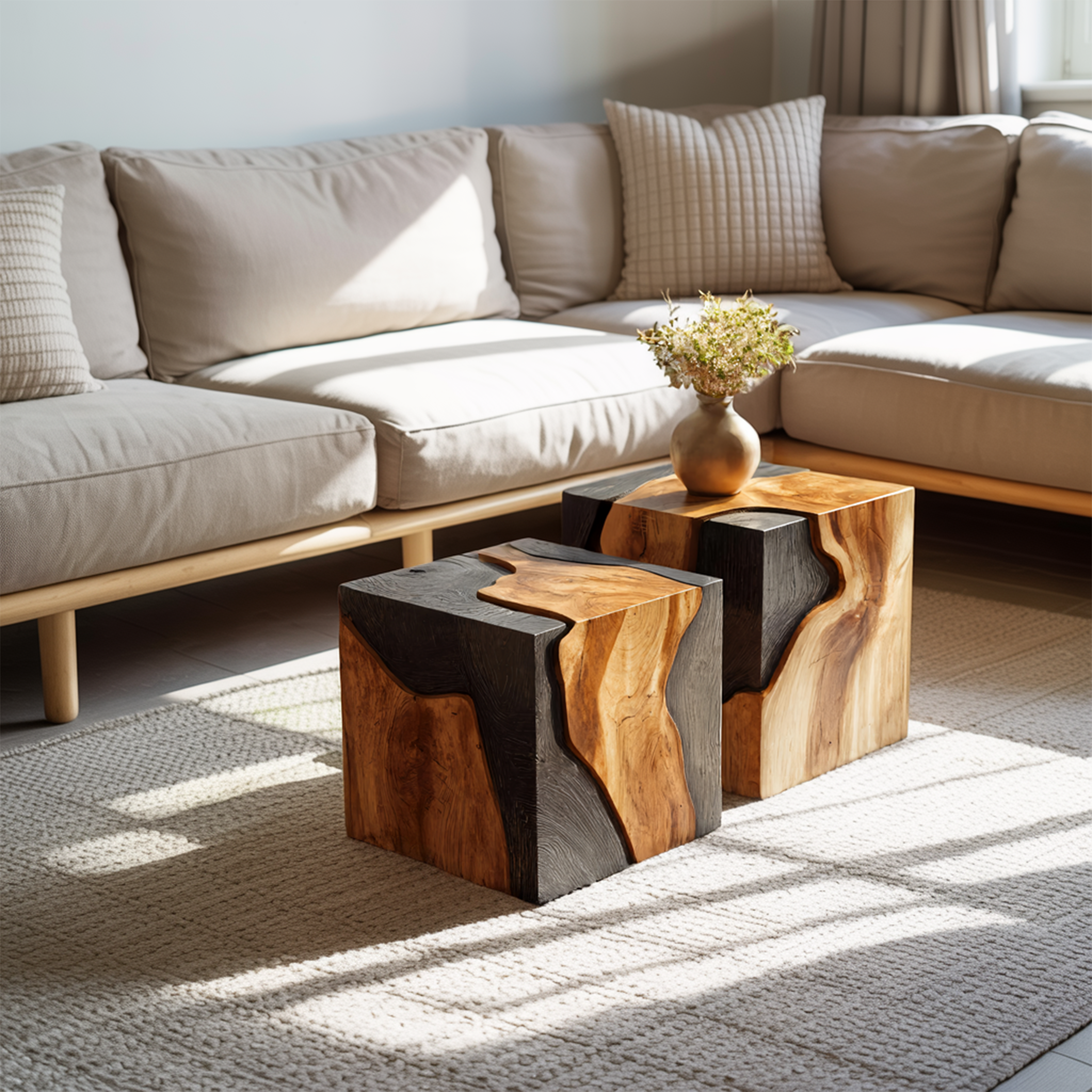 Handcrafted Low Wooden Coffee Table For Unique Living Room SILDTTNCF042