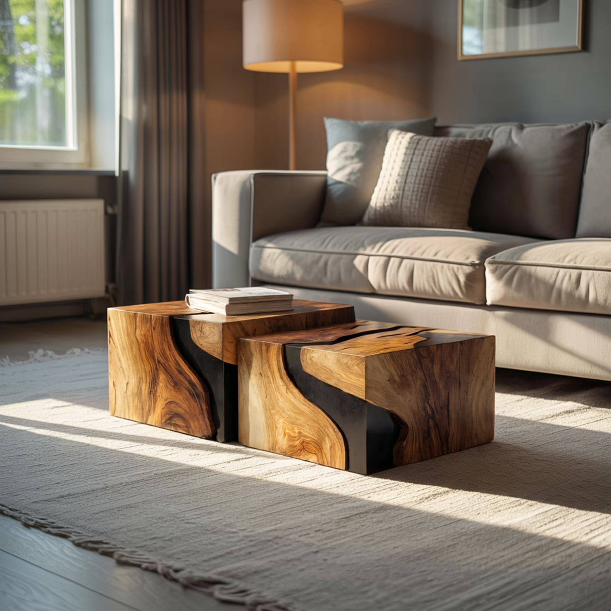Farmhouse Solid Wood Cube Coffee Table For Cozy Rooms SILDTTNCF053