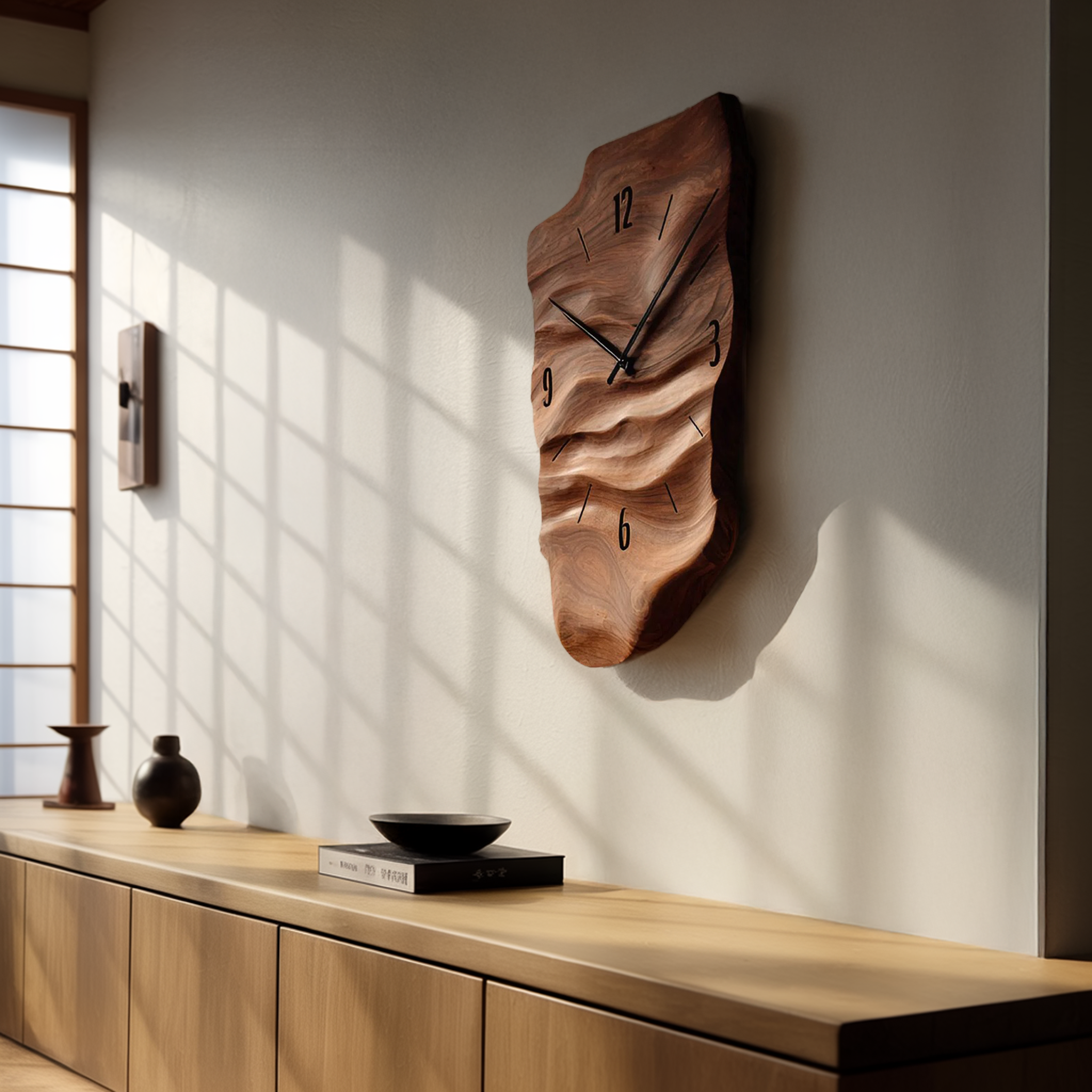 Modern Wall Clock Carved Design For Living Room Space RTTHHNWAC004