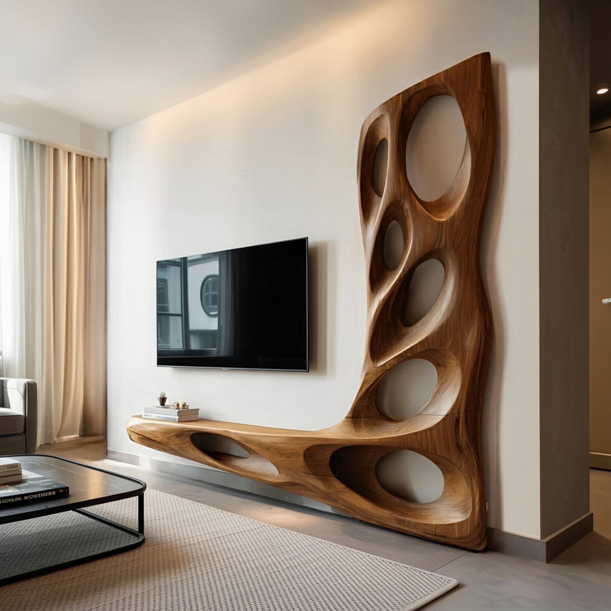 Modern Sculptural TV Wall Console For Living Room Decor SITHHNTVC037