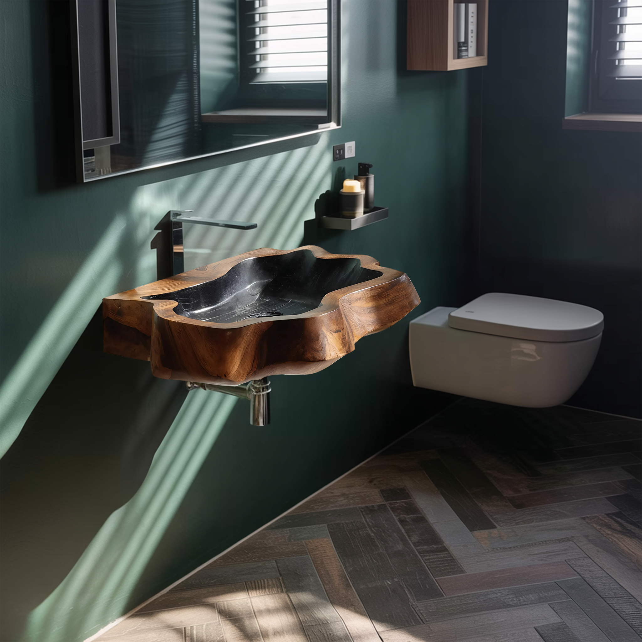 Farmhouse Wall Mounted Wooden Bathroom Sink For Classic Bathroom Design SILDTTNVS042