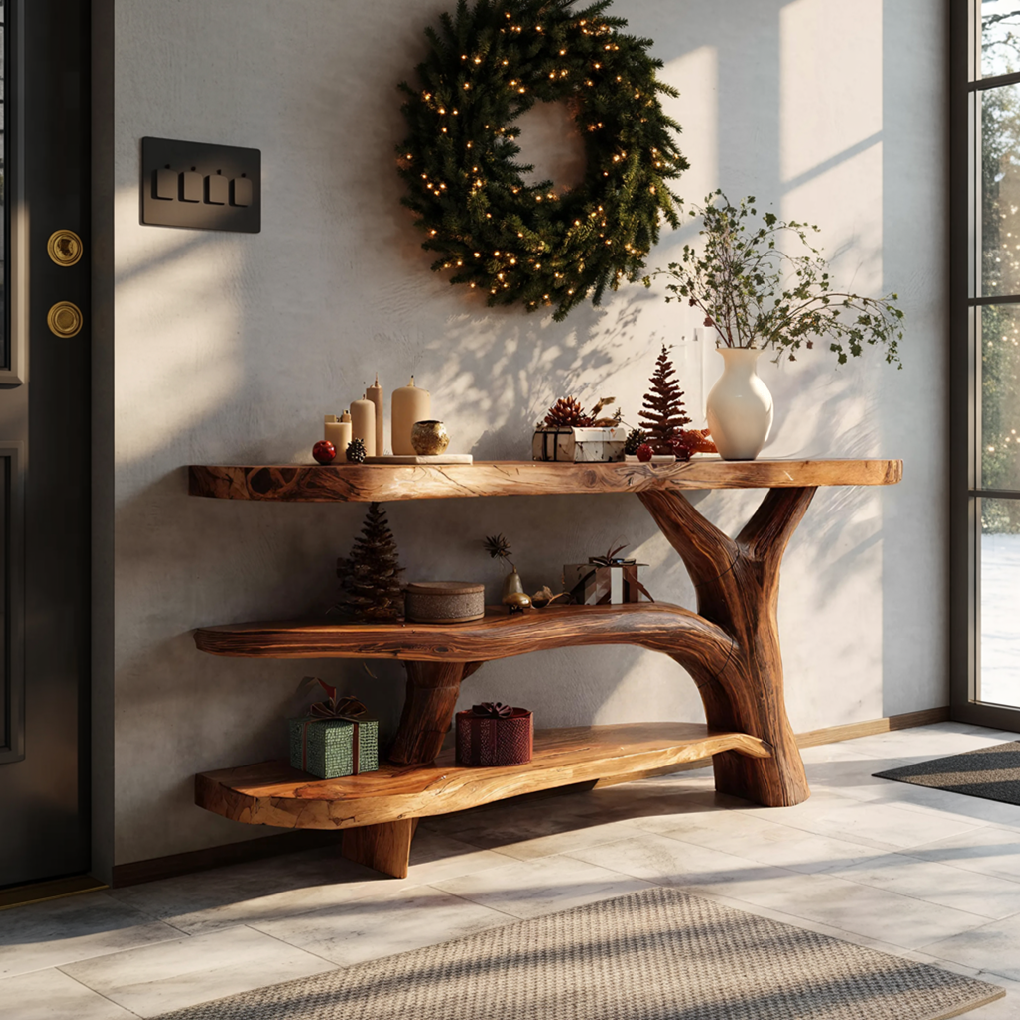 Mid Century Live Edge Console Table Organic Modern For Living Room Decor SILDTTNCS094