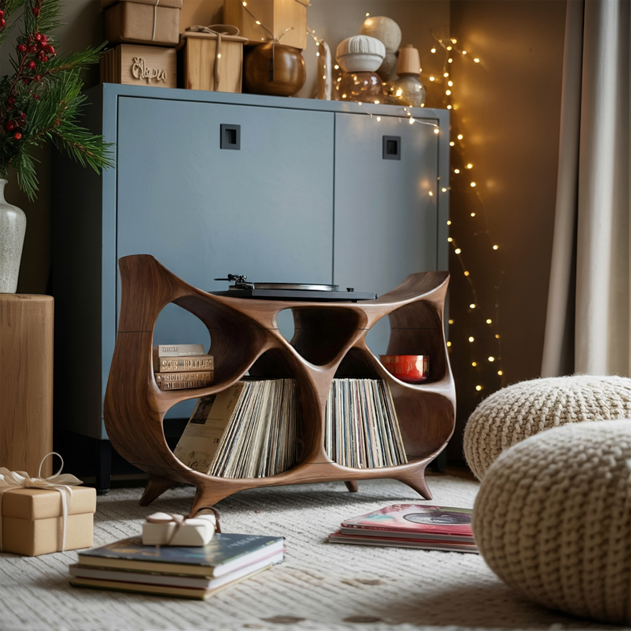 Farmhouse Record Stand For Warm Christmas Living Space SILDTTNCRS015