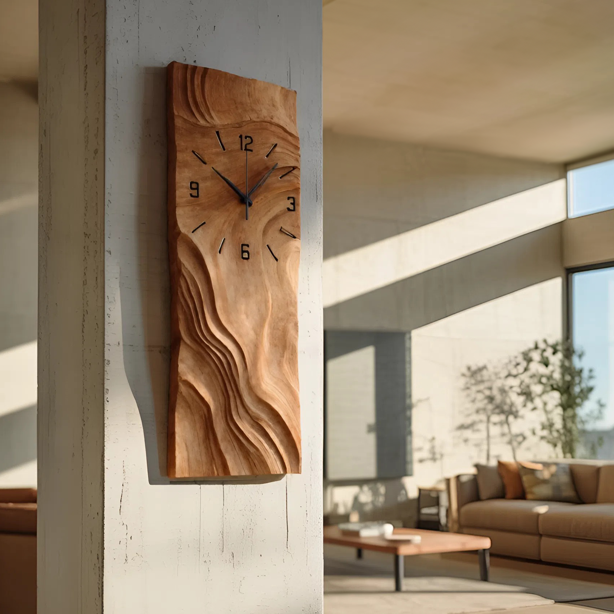 Organic Vertical Sculptural Wall Clock For Living Room SITHHNWAC006