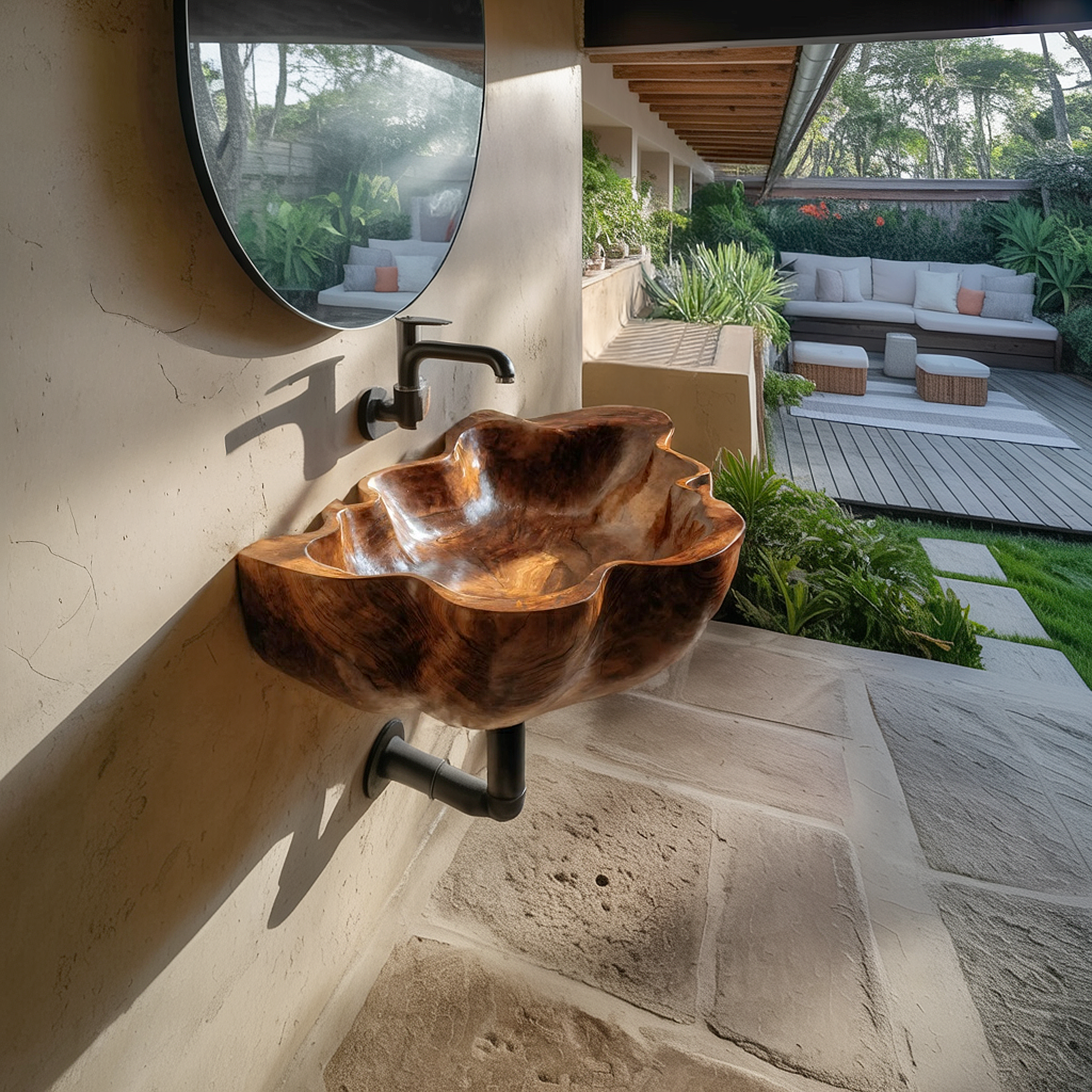 Handcrafted Live Edge Wood Basin For Unique Bedroom Vanity Decor SILDTTRVS034