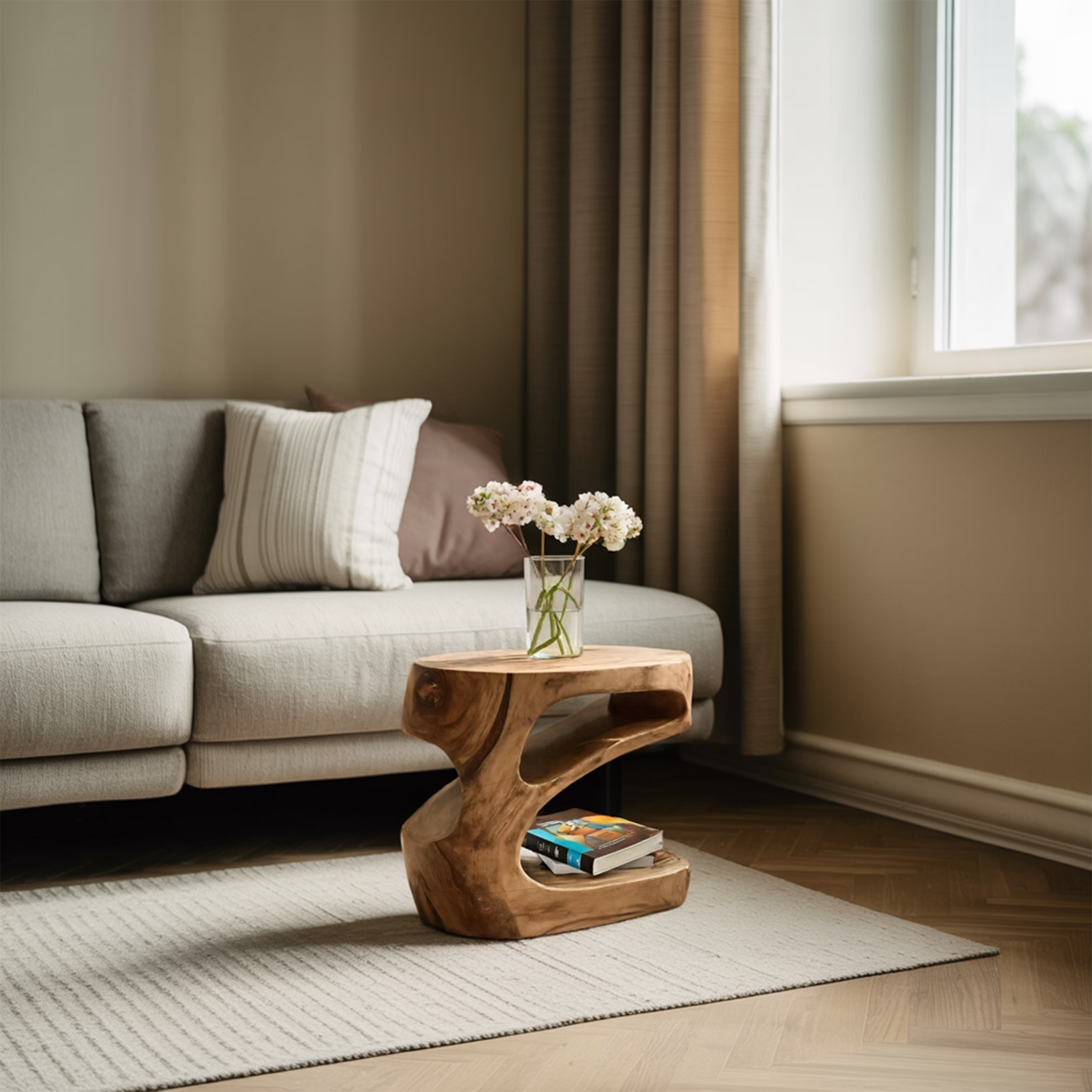 Artistic Side Table With Storage Shelf For Living Room SITHHNSTA015