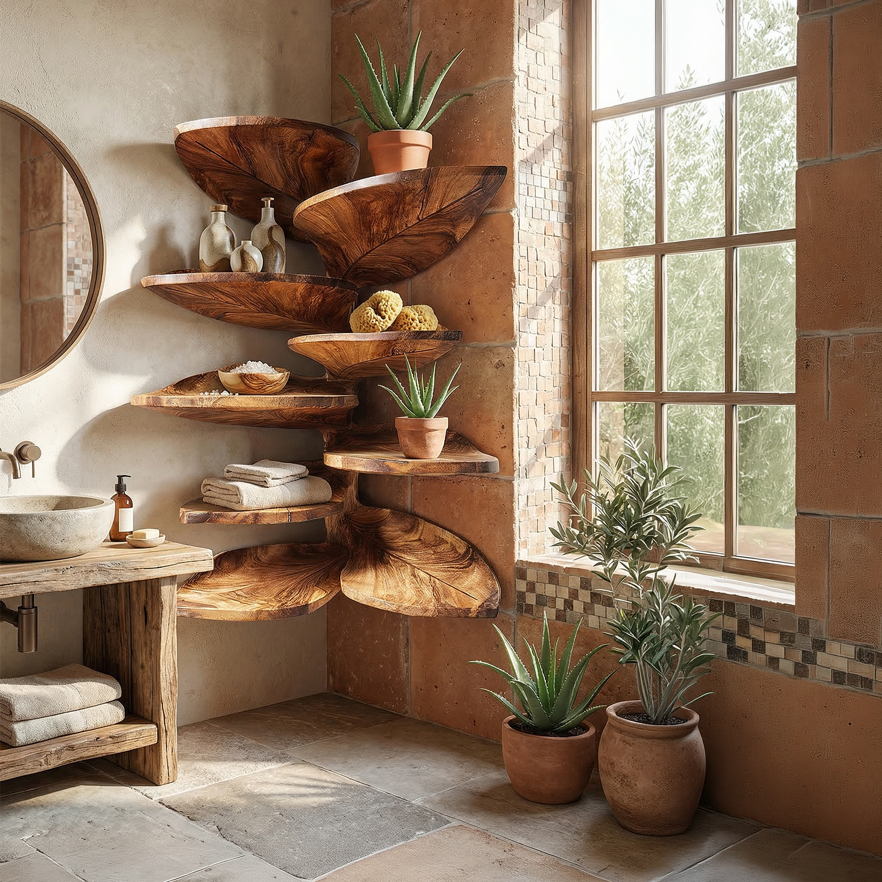 Modern Leaf Corner Shelf Entryway Wall Organizer Display SILDTTRCLS009