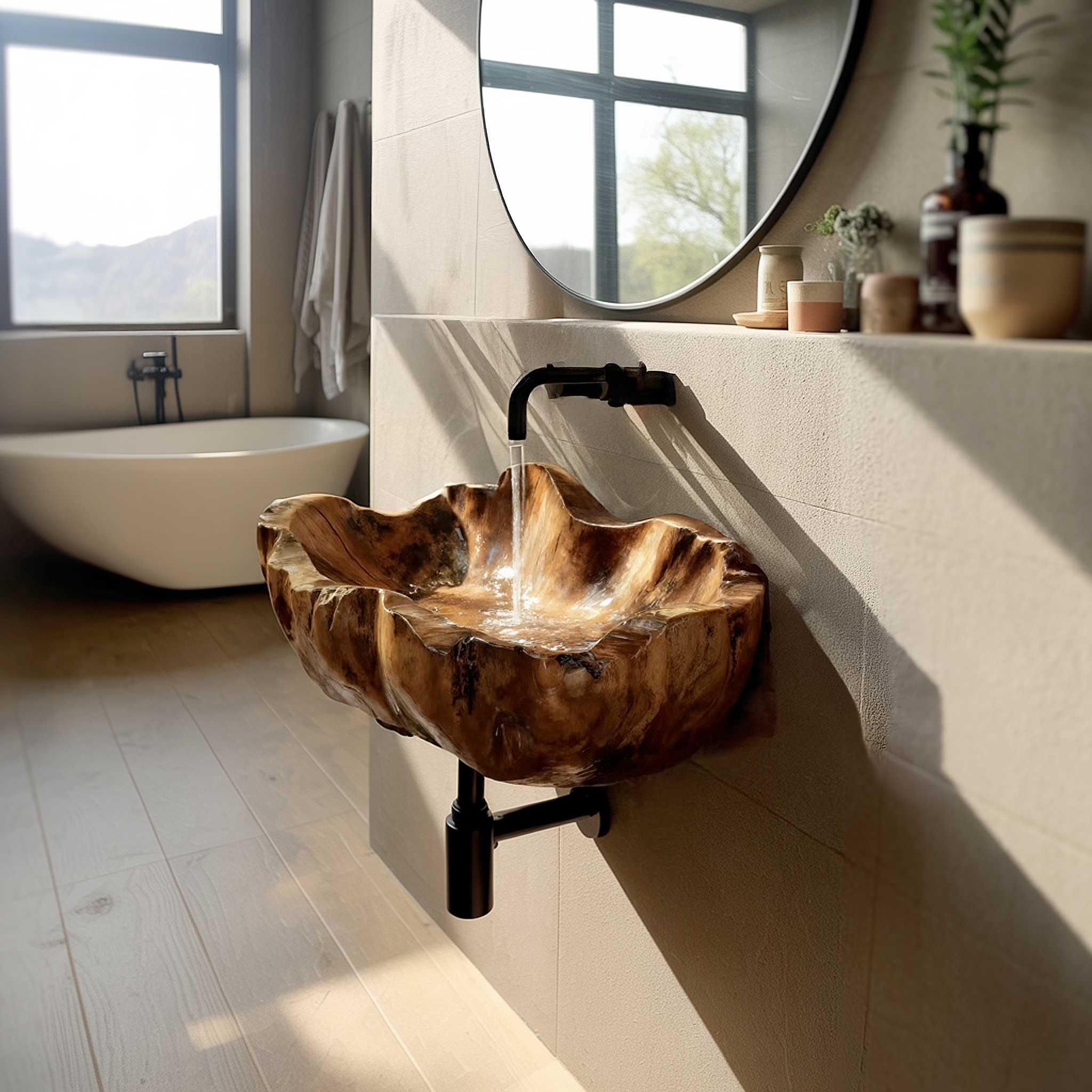 Modern Solid Wood Wash Basin For Luxury Bedroom Furniture Decor SILDTTRVS033