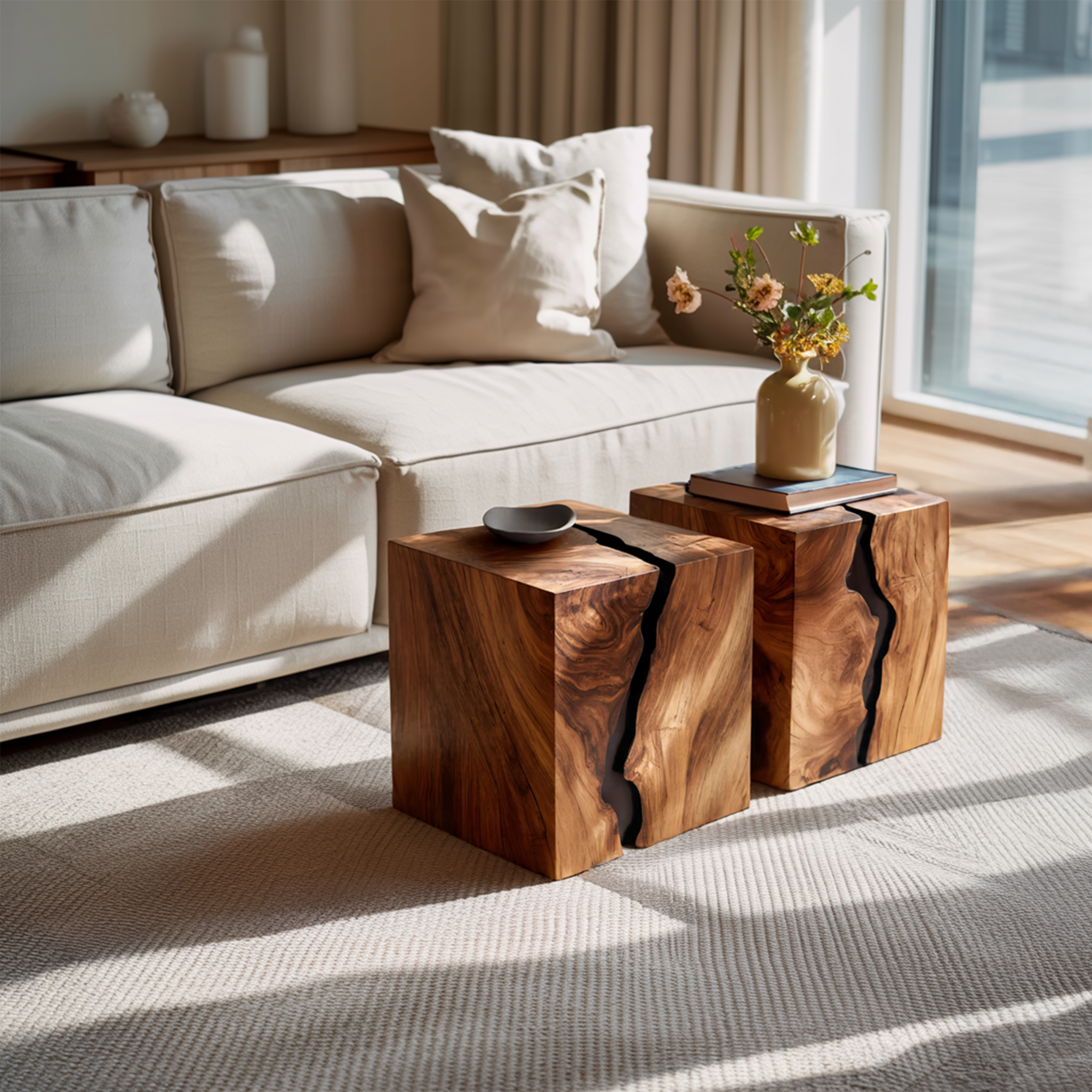 Handcrafted Solid Wood Low Coffee Table For Living Decor SILDTTNCF058