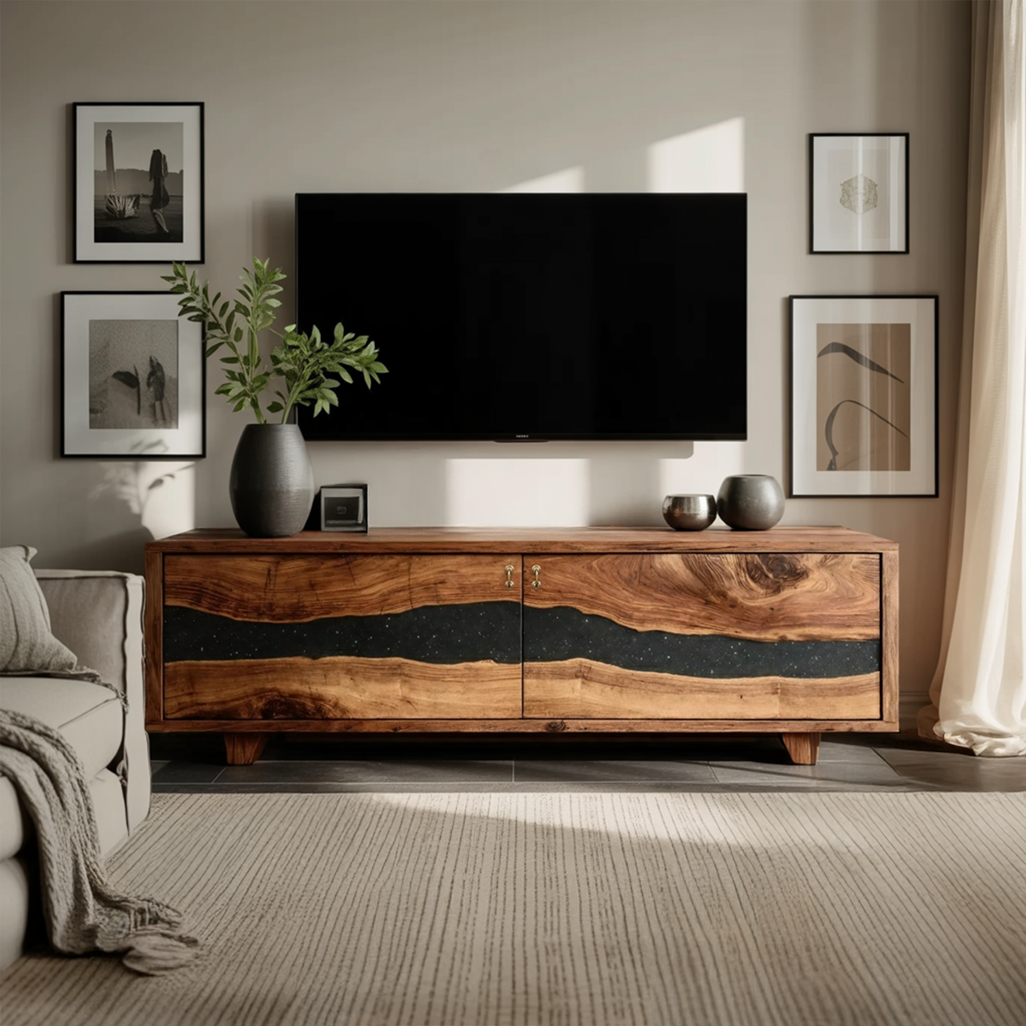Handcrafted Live Edge TV Cabinet For Furniture Decor SILDTTNTVC092