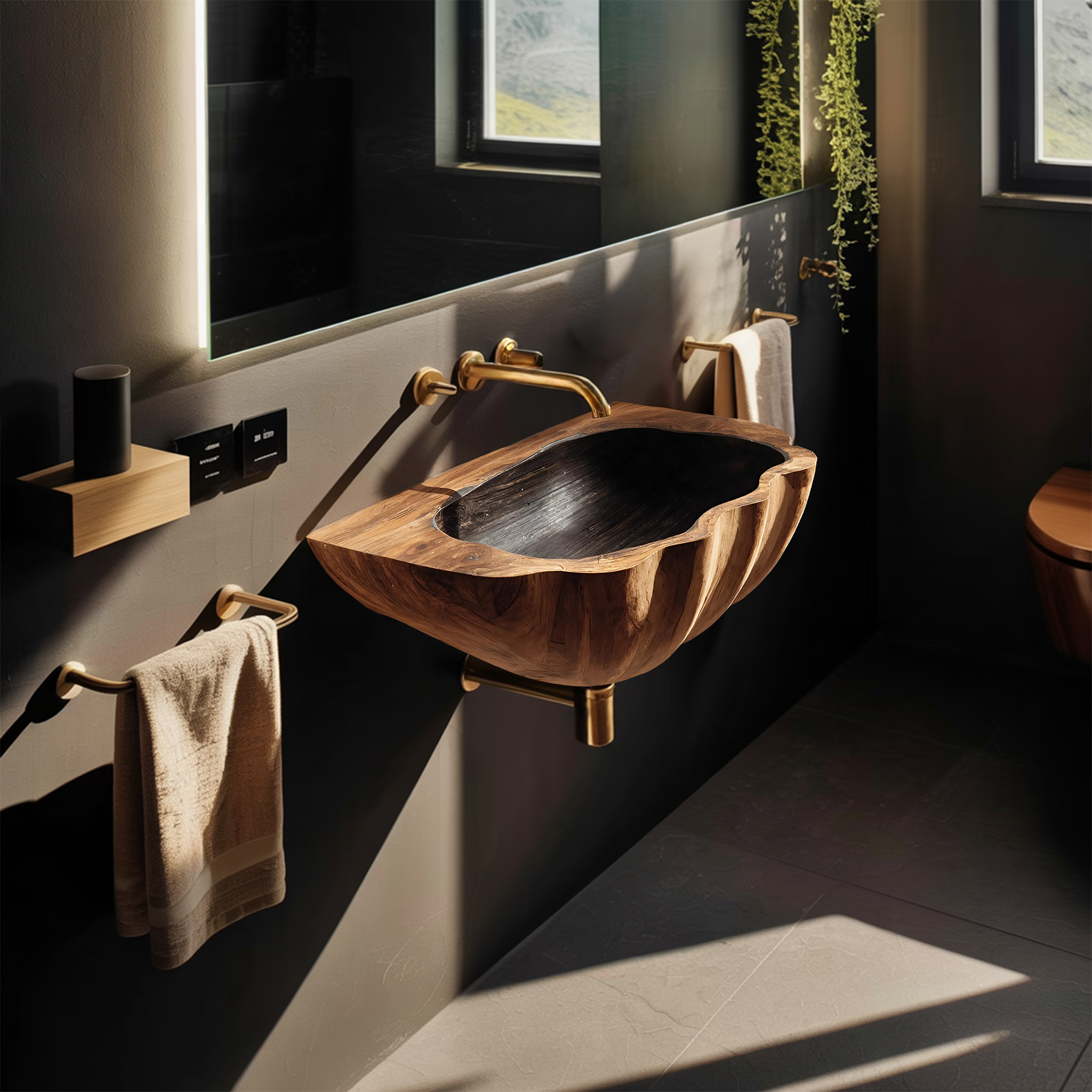 Modern Wall Mounted Wooden Bathroom Sink For Contemporary Bathroom Decor SILDTTNVS036