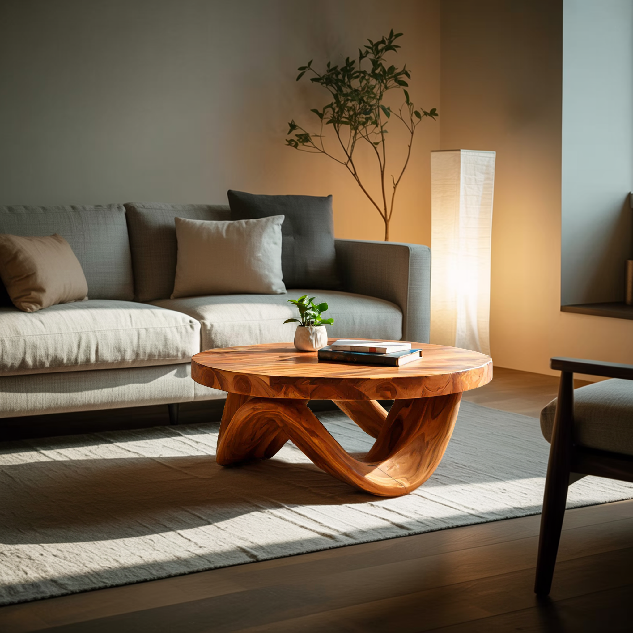 Modern Sculptural Coffee Table With Curved Base For Living RTTHTTCF041