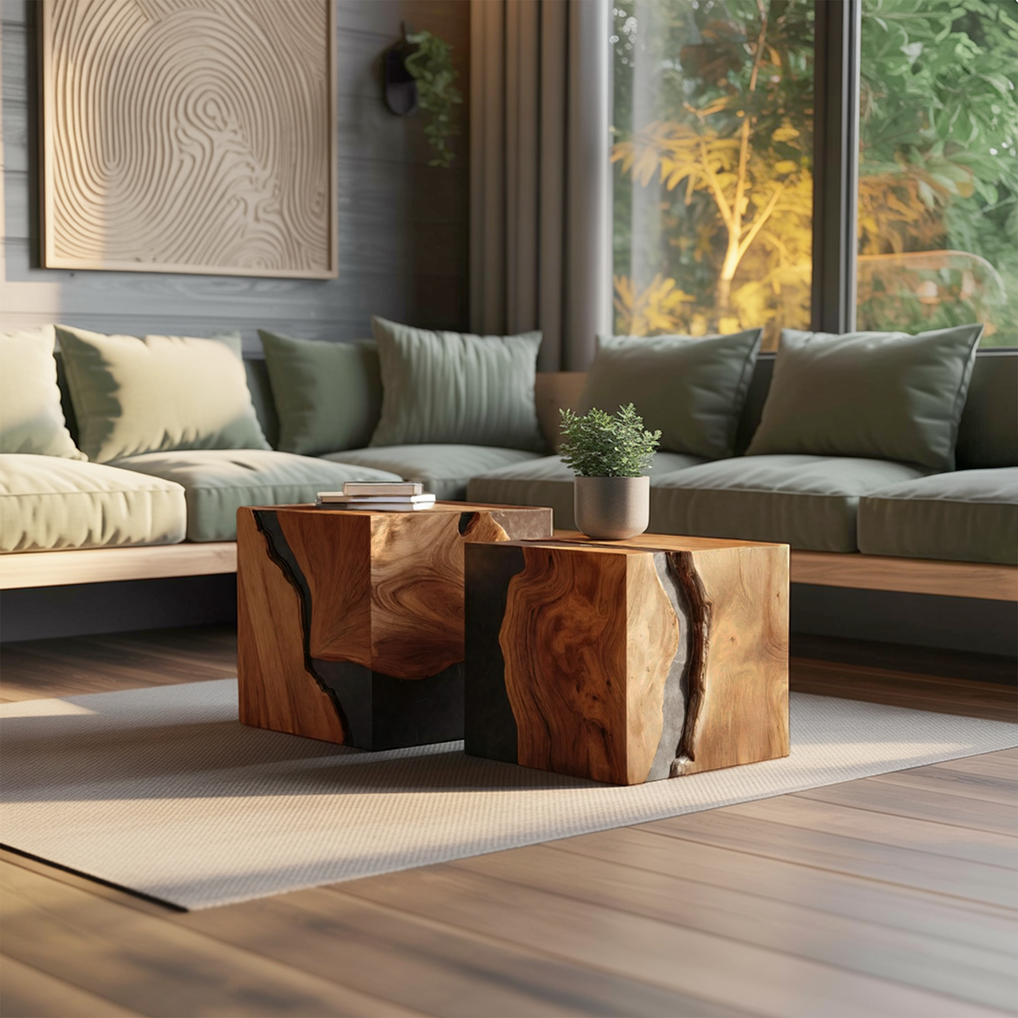 Mid Century Wooden Cube Coffee Table For Living Room Decor SILDTTNCF028