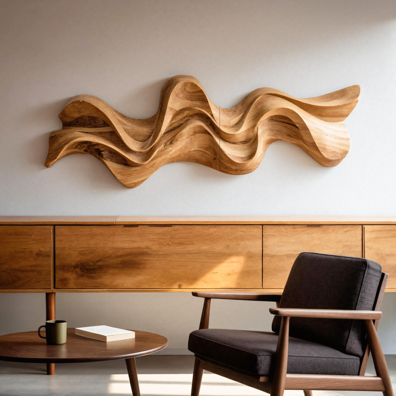 Modern Wavy Wall Art Sculpture For Living Room SITHTTWA017