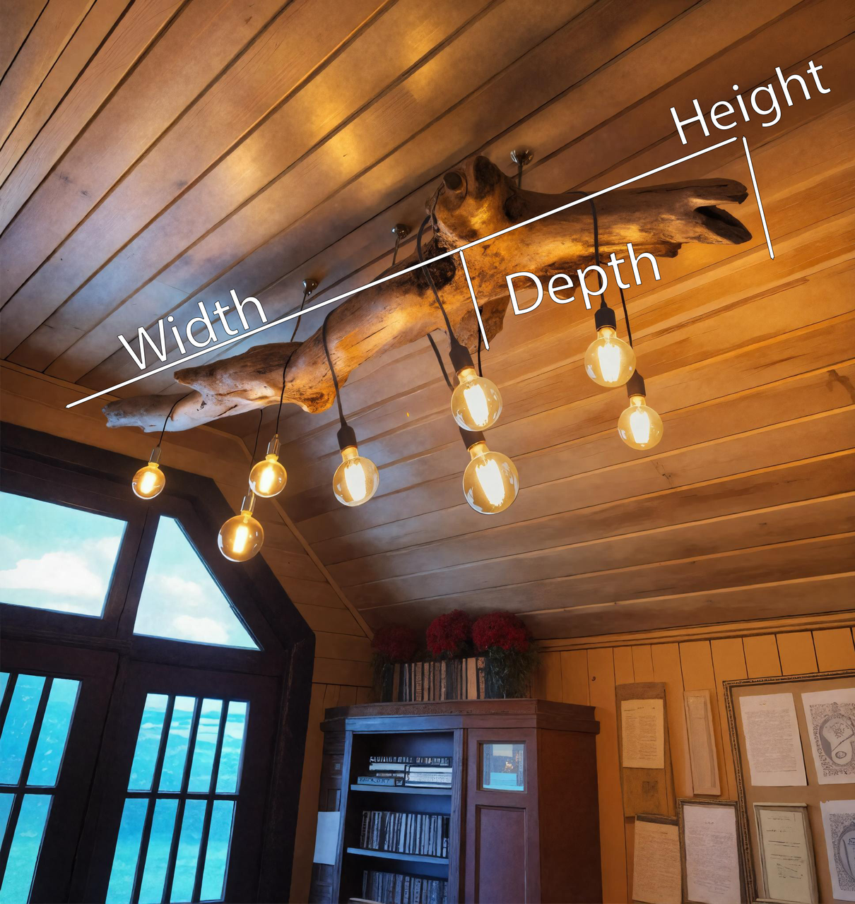 Rustic Ceiling Light With Edison Bulbs For Cabin Loft Or Dining Room SITHHNLAM007